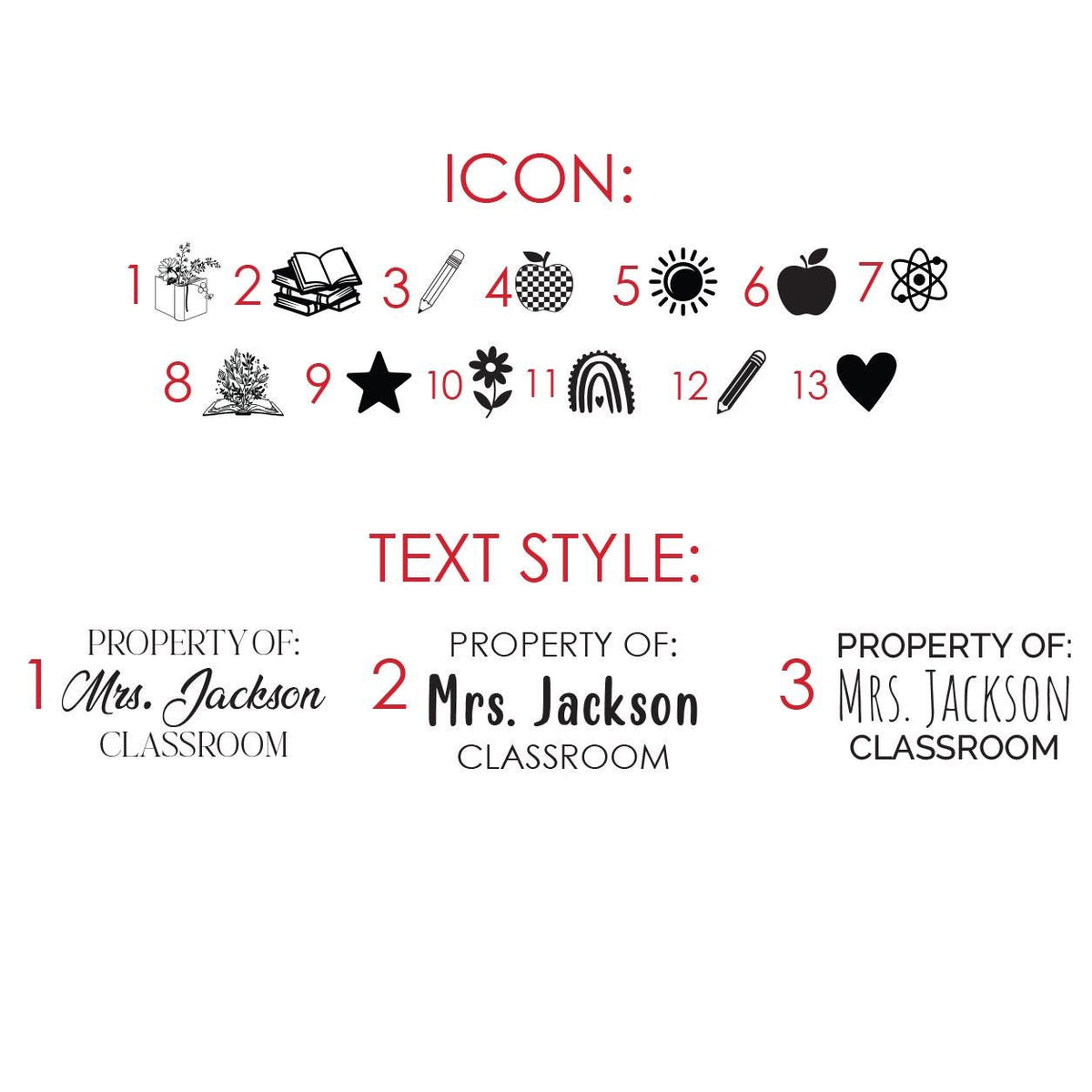 Personalized Teacher Name Labels, Property of Classroom Book Stickers, Custom Supplies (Digital Proof)