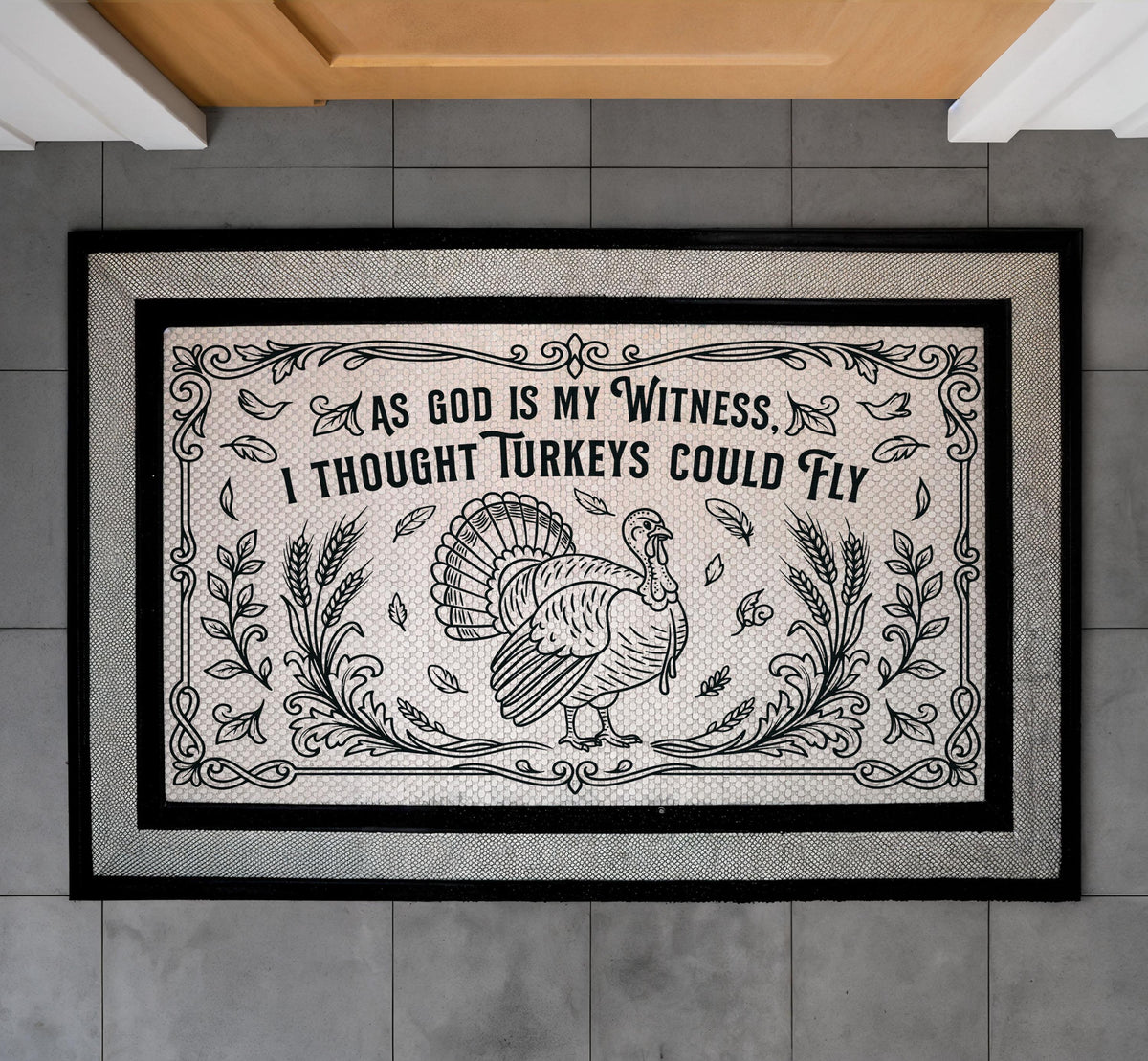 Funny Thanksgiving Doormat, "As God Is My Witness" Welcome Mat, Host Gift, Porch Decor