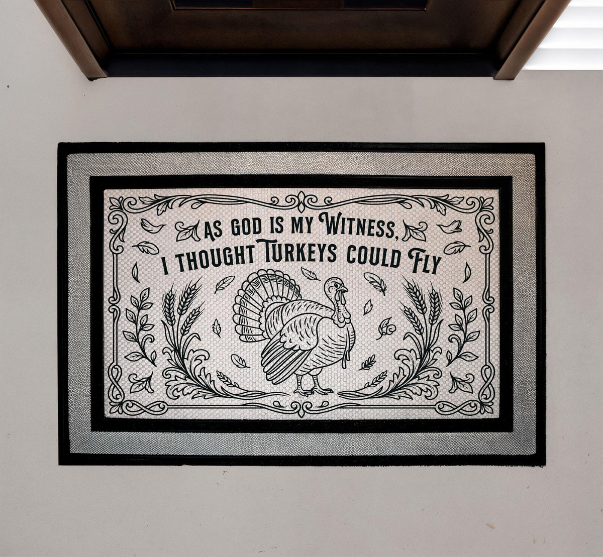 Funny Thanksgiving Doormat, "As God Is My Witness" Welcome Mat, Host Gift, Porch Decor