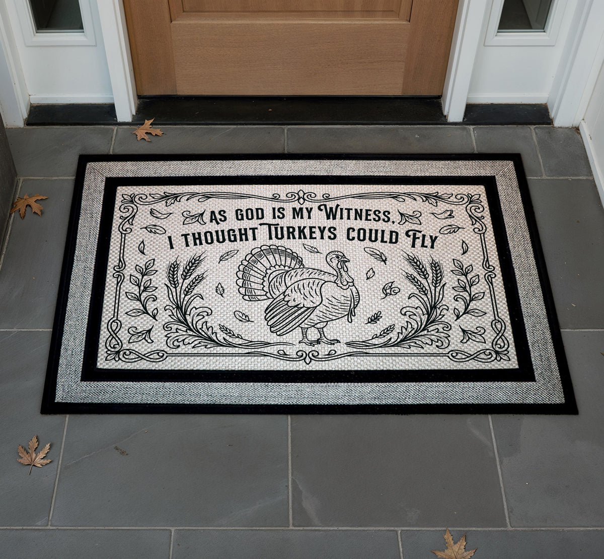 Funny Thanksgiving Doormat, "As God Is My Witness" Welcome Mat, Host Gift, Porch Decor