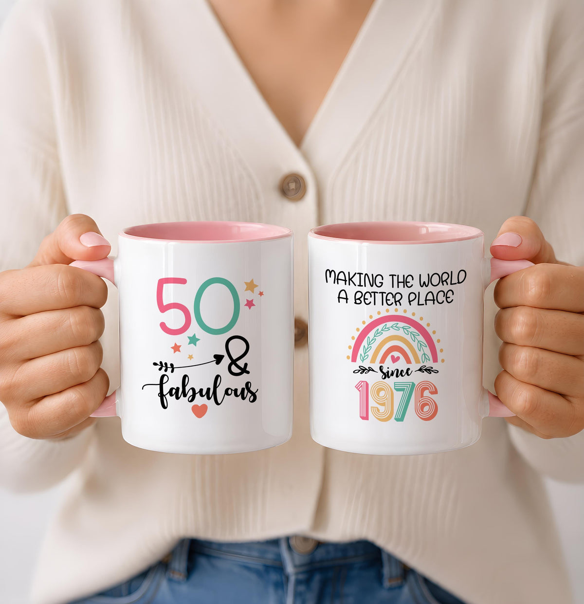 50 and Fabulous Ceramic Tea Cup, Making The World A Better Place Since 1976 Mug