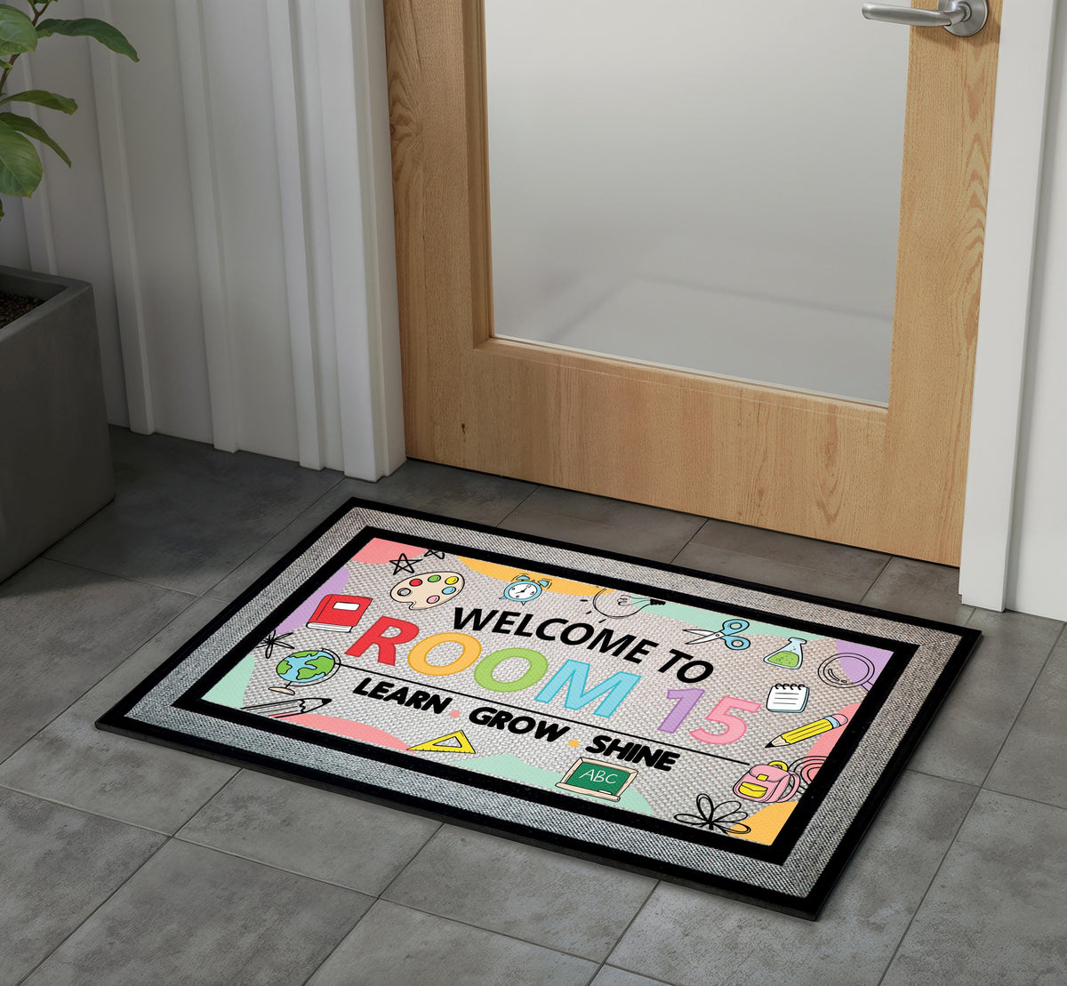 Learn Grow Shine Classroom Doormat, Custom Welcome Mat, Elementary Decor