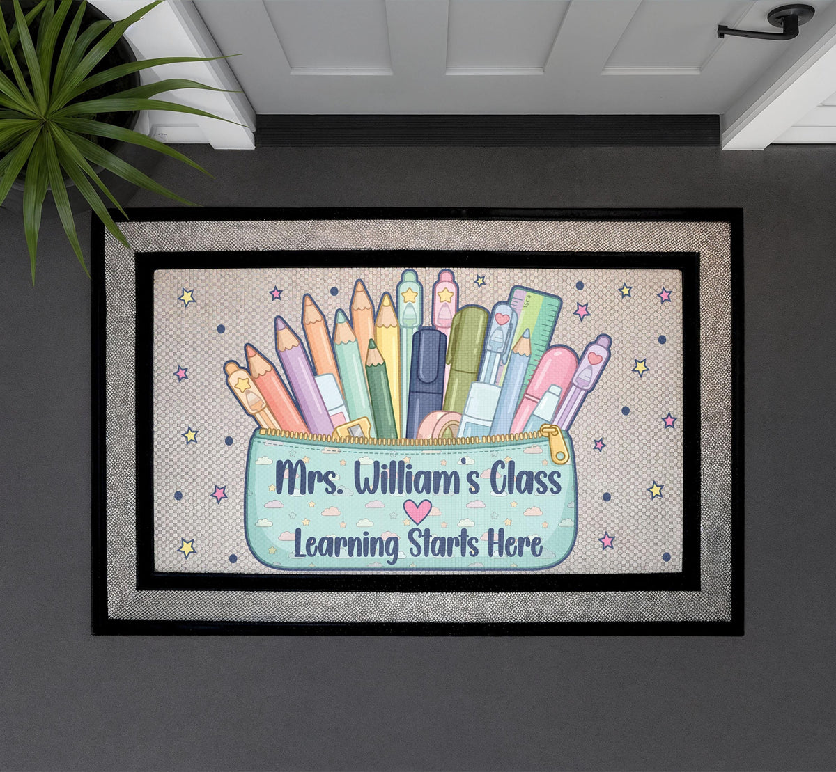 Personalized Teacher Classroom Doormat, Custom Name Back to School Decor