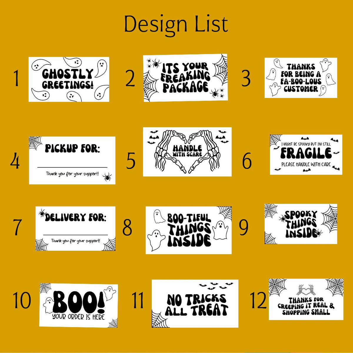 Halloween Thermal Label Rolls, Spooky Small Business Packaging Stickers (Direct Thermal)