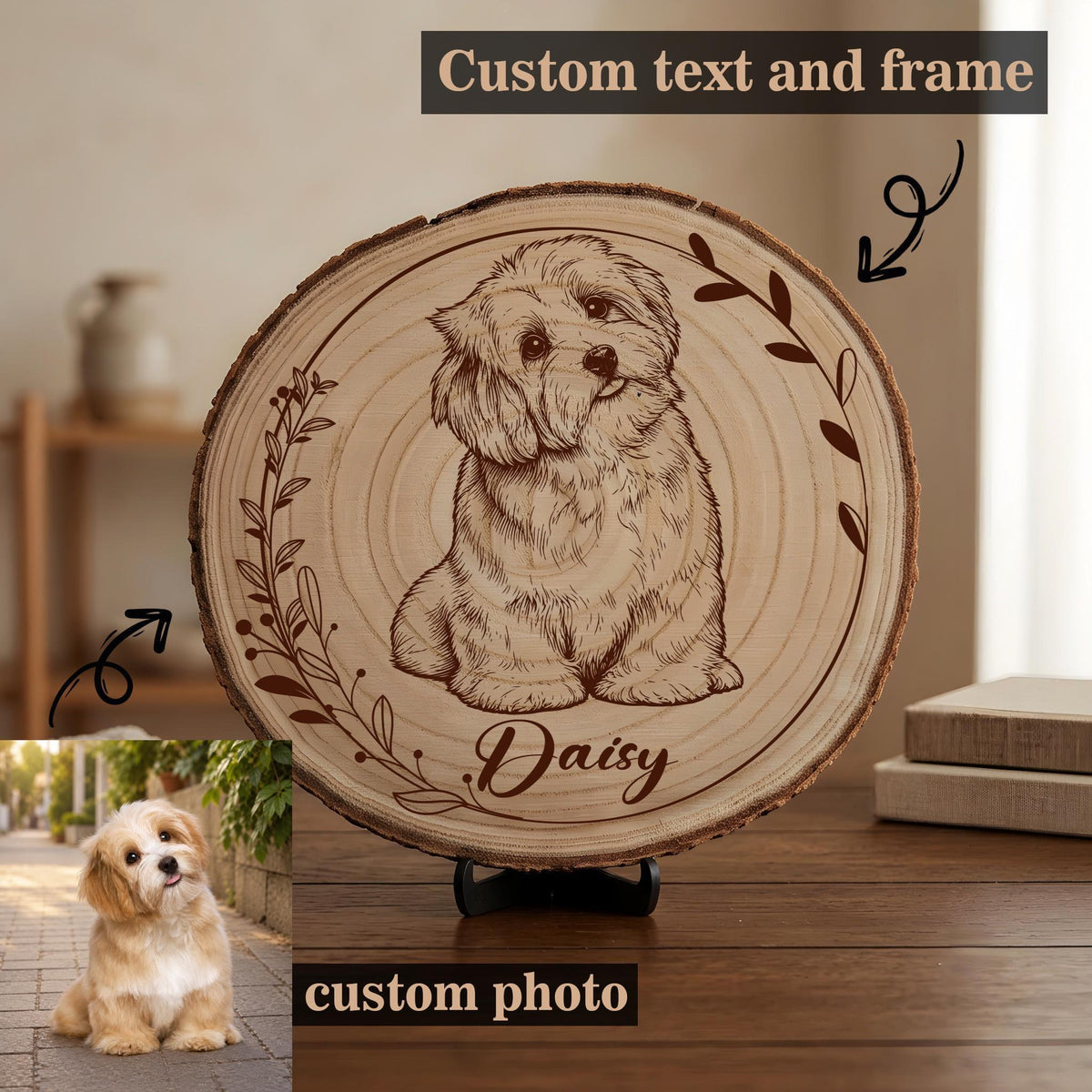 Personalized Wood Photo Plaque, Custom Wedding Portrait Keepsake