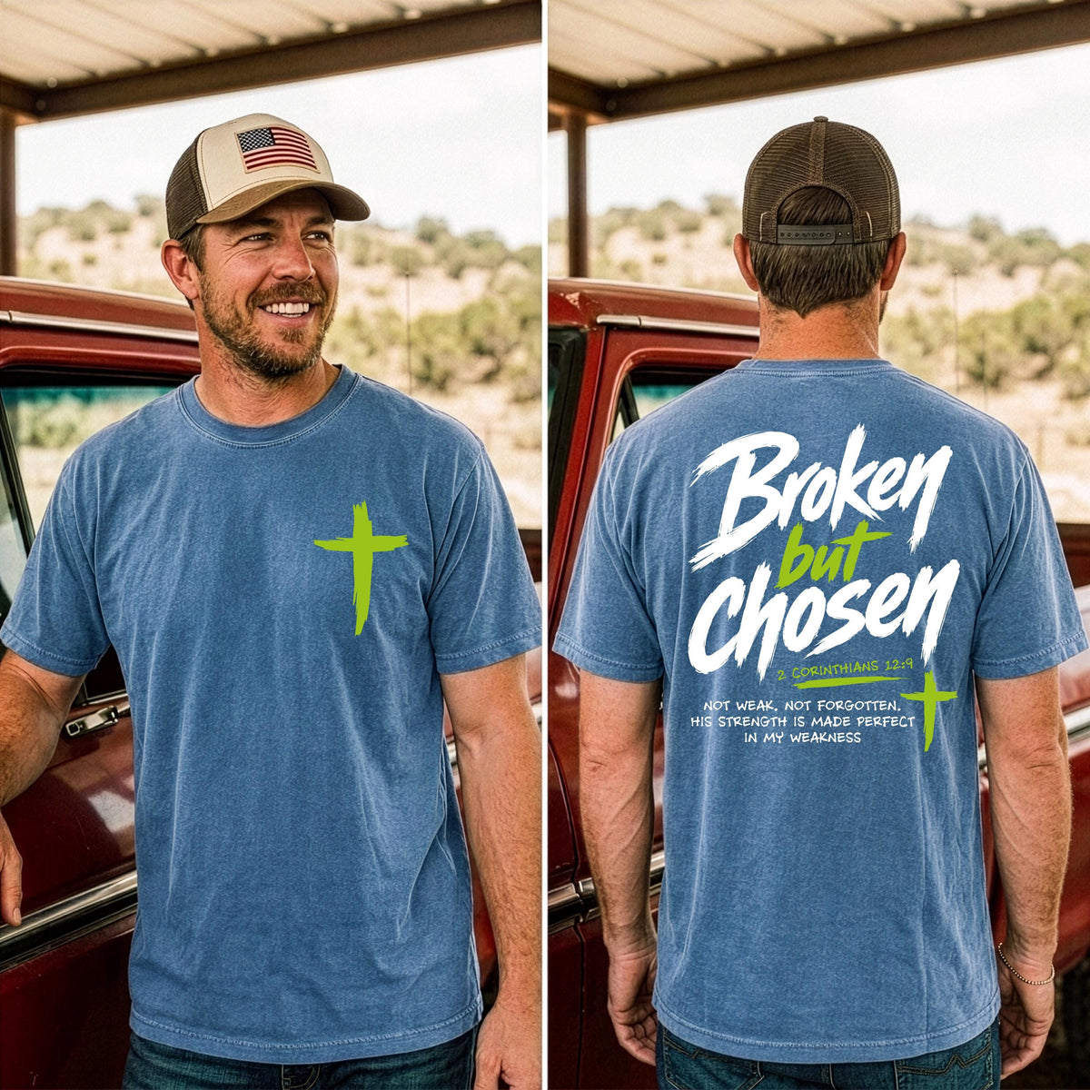 Broken But Chosen Front and Back Graphic Shirt
