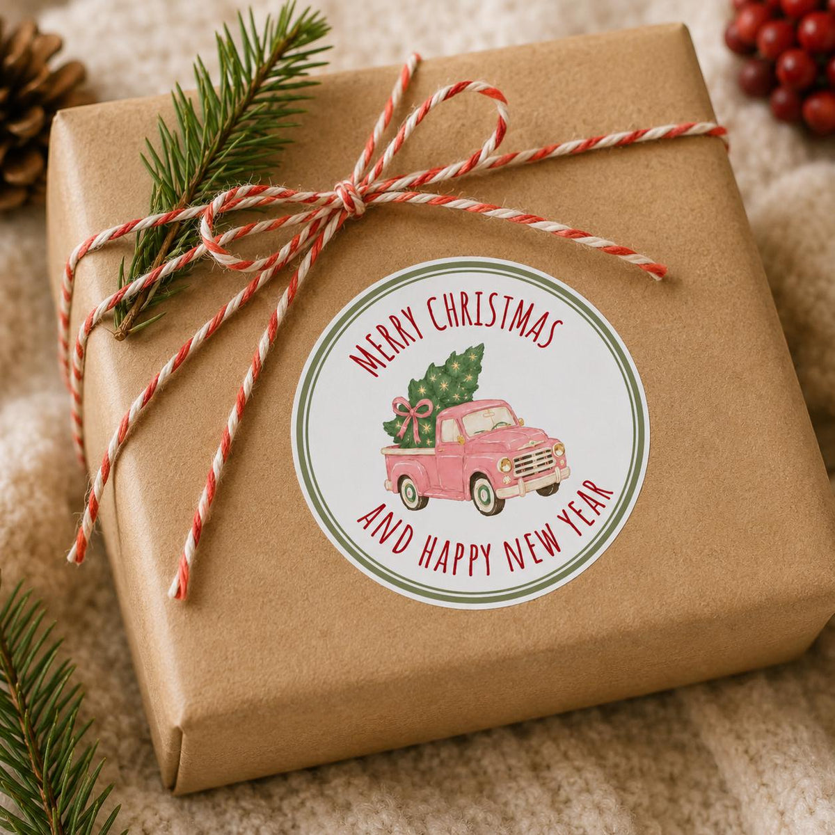 Christmas Gift Stickers, Happy New Year Labels, Holiday Tags