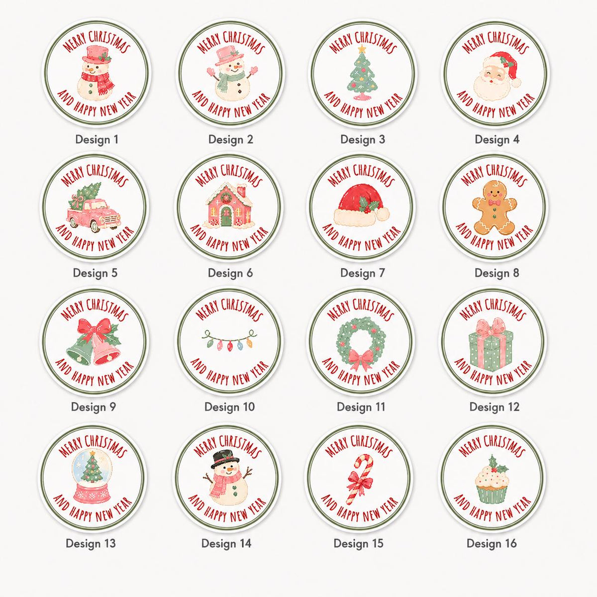 Christmas Gift Stickers, Happy New Year Labels, Holiday Tags