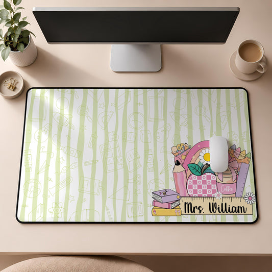 Personalized Teacher Desk Mat, Custom Color Classroom Mouse Pad, Teacher Appreciation Gift