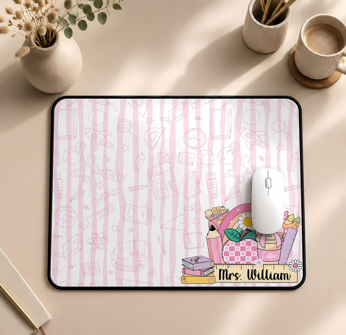 Personalized Teacher Desk Mat, Custom Color Classroom Mouse Pad, Teacher Appreciation Gift