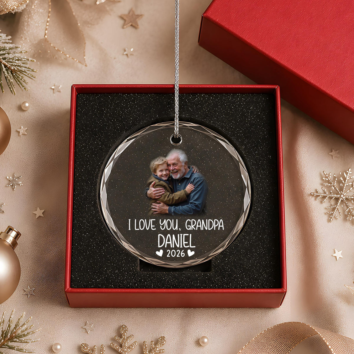 Personalized Photo Grandpa Ornament, I Love You Grandpa Holiday Gift, Grandfather Keepsake