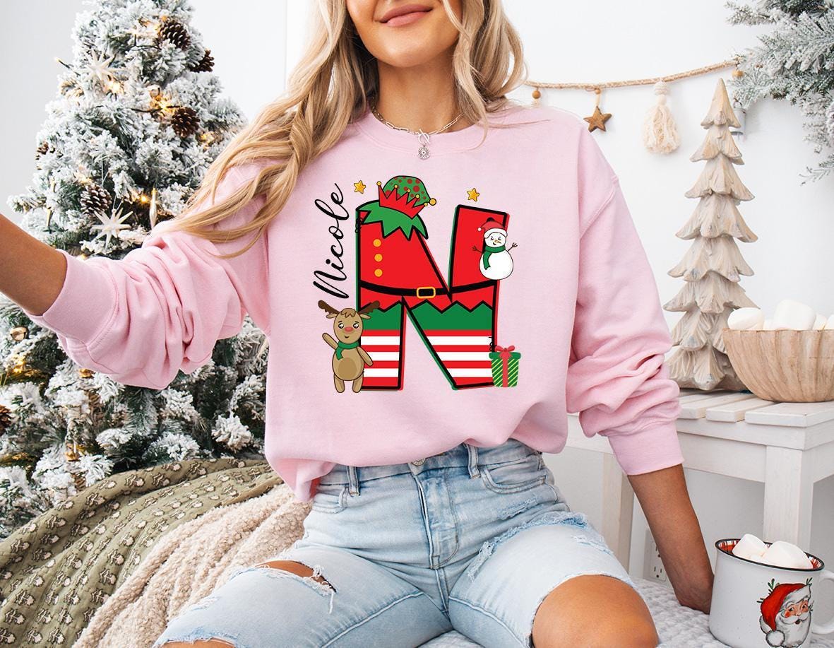 Custom Christmas Matching Shirt, Xmas Letters Sweatshirt, Family Holiday Gift Tee