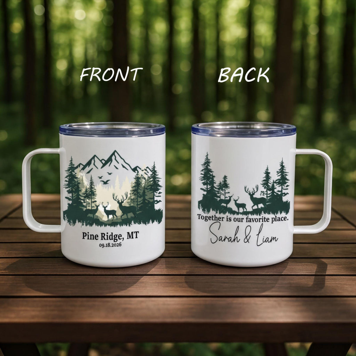Personalized Camp Mug, National Park Camping Cup, Nature Lover Couple Gift