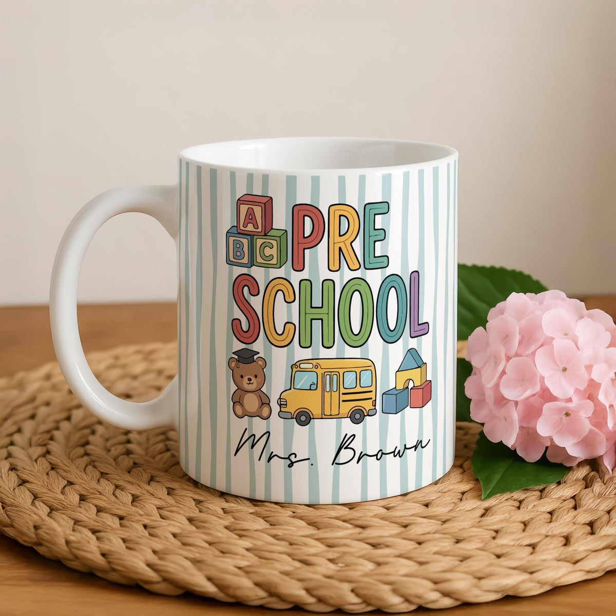 Personalized Teacher Name Grade Level Mug, Elementary School Teacher Coffee Cup