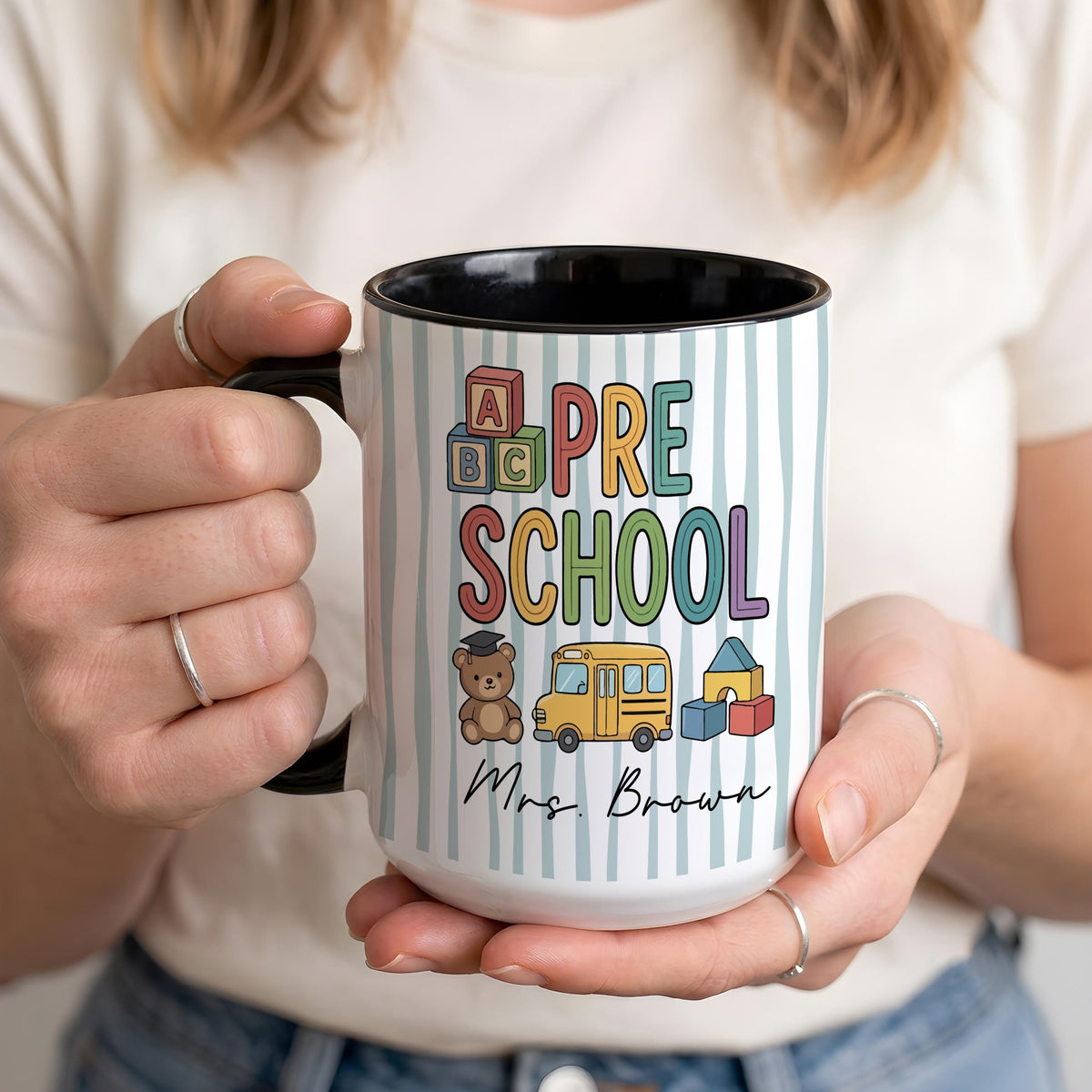 Personalized Teacher Name Grade Level Mug, Elementary School Teacher Coffee Cup