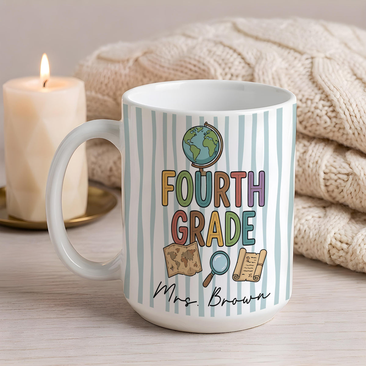 Personalized Teacher Name Grade Level Mug, Elementary School Teacher Coffee Cup