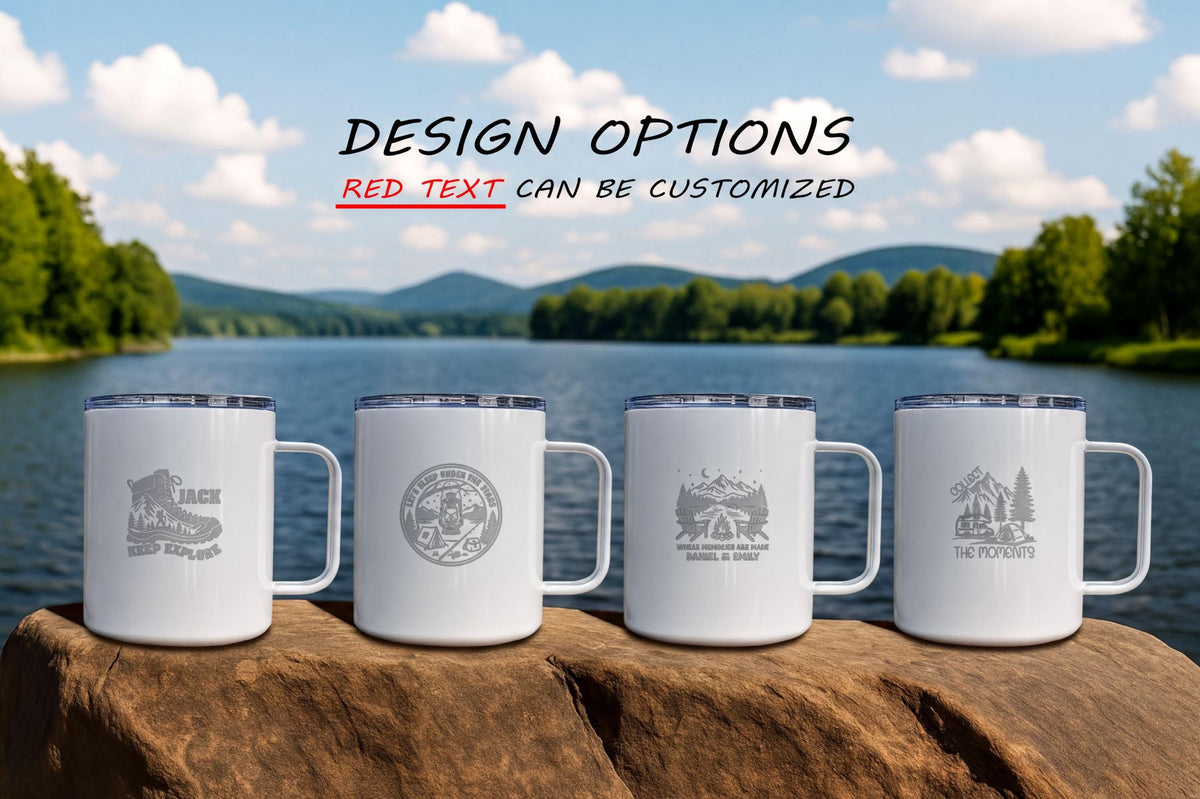 Personalized Camping Mug, Hiking Gifts, Outdoor Adventure Coffee Cup, RV Camper Accessory