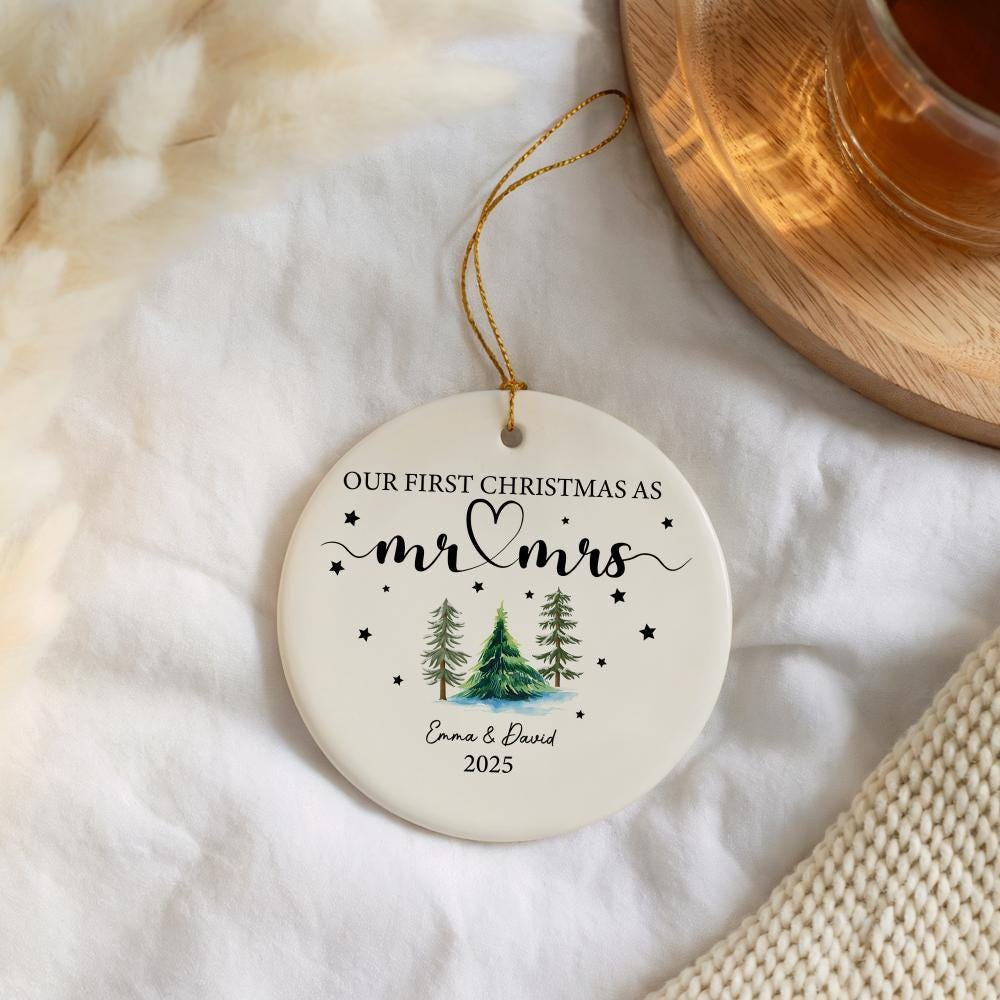 Personalized Our First Christmas As Mr. & Mrs. Ornament, Newly Wedded Couple Christmas Keepsake