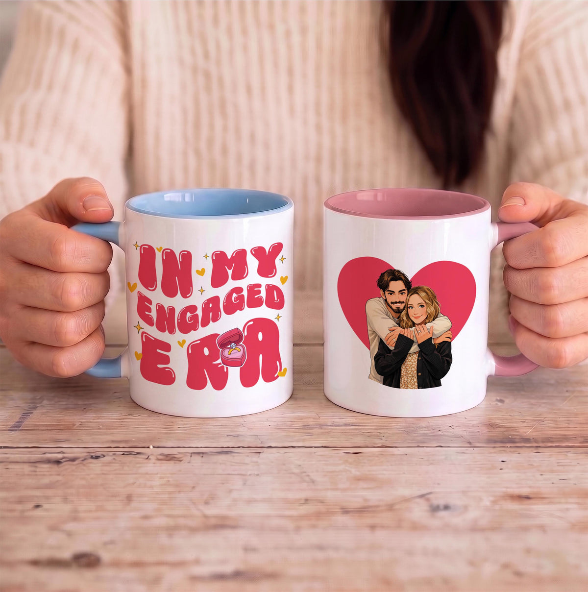 Personalized Engagement Era Ceramic Mug, Custom Photo Coffee Cup, Future Mr Mrs Gift