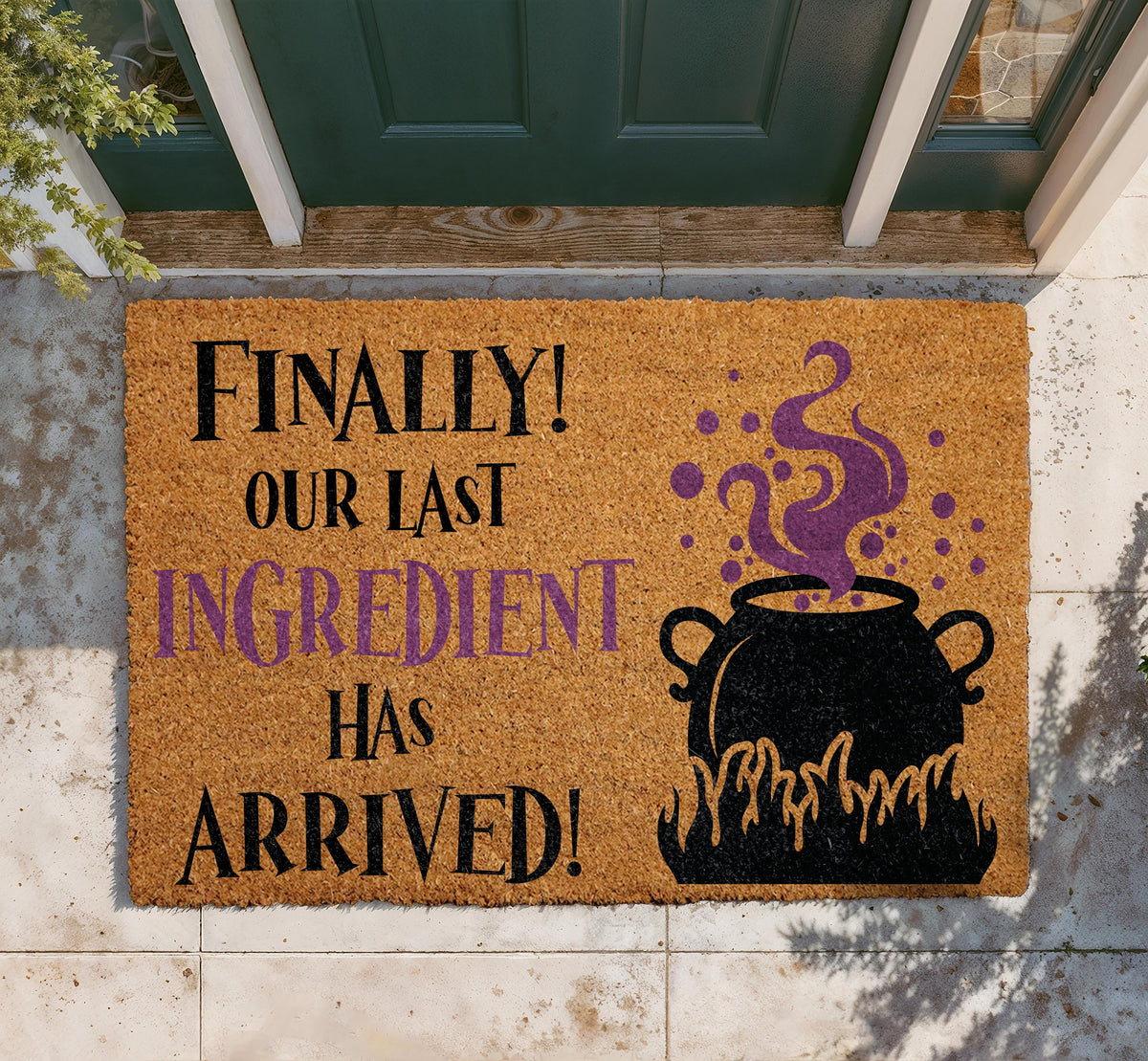 Halloween Witches Cauldron Door Mat, Spooky Welcome Mat, Outdoor Rug