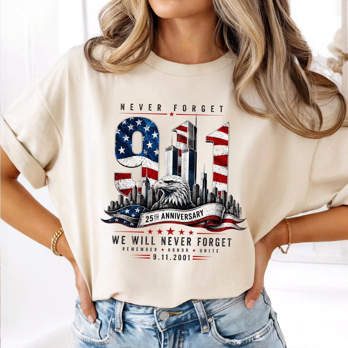 9/11 Never Forget Comfort Colors® Shirt, September 11 Tee, 9/11 25th Anniversary Shirt