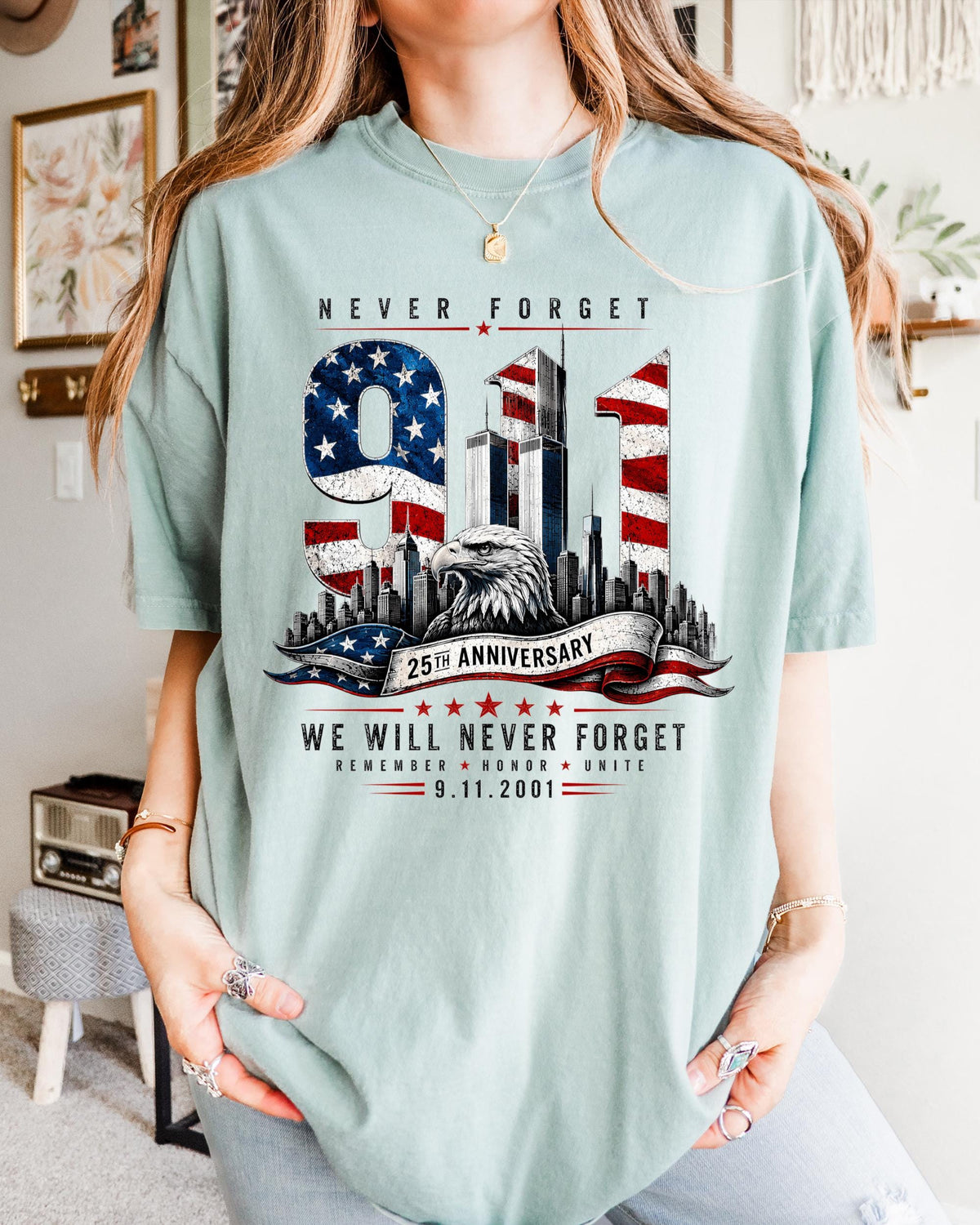 9/11 Never Forget Comfort Colors® Shirt, September 11 Tee, 9/11 25th Anniversary Shirt
