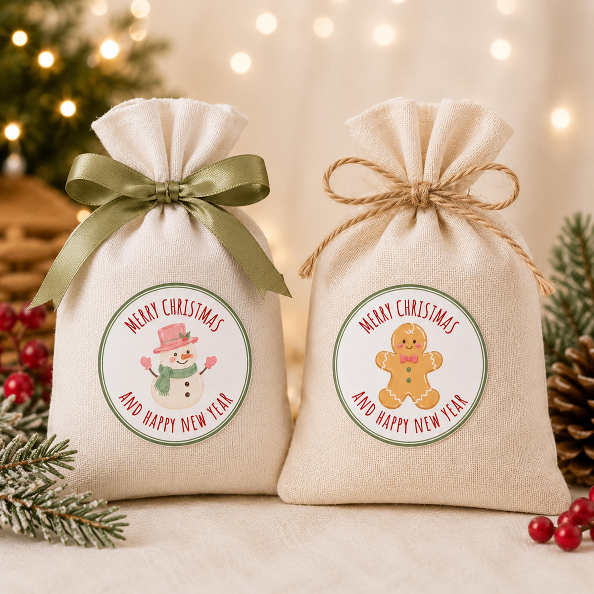 Custom Christmas Favor Stickers, Personalized Holiday Labels, Merry Xmas Gift Decals