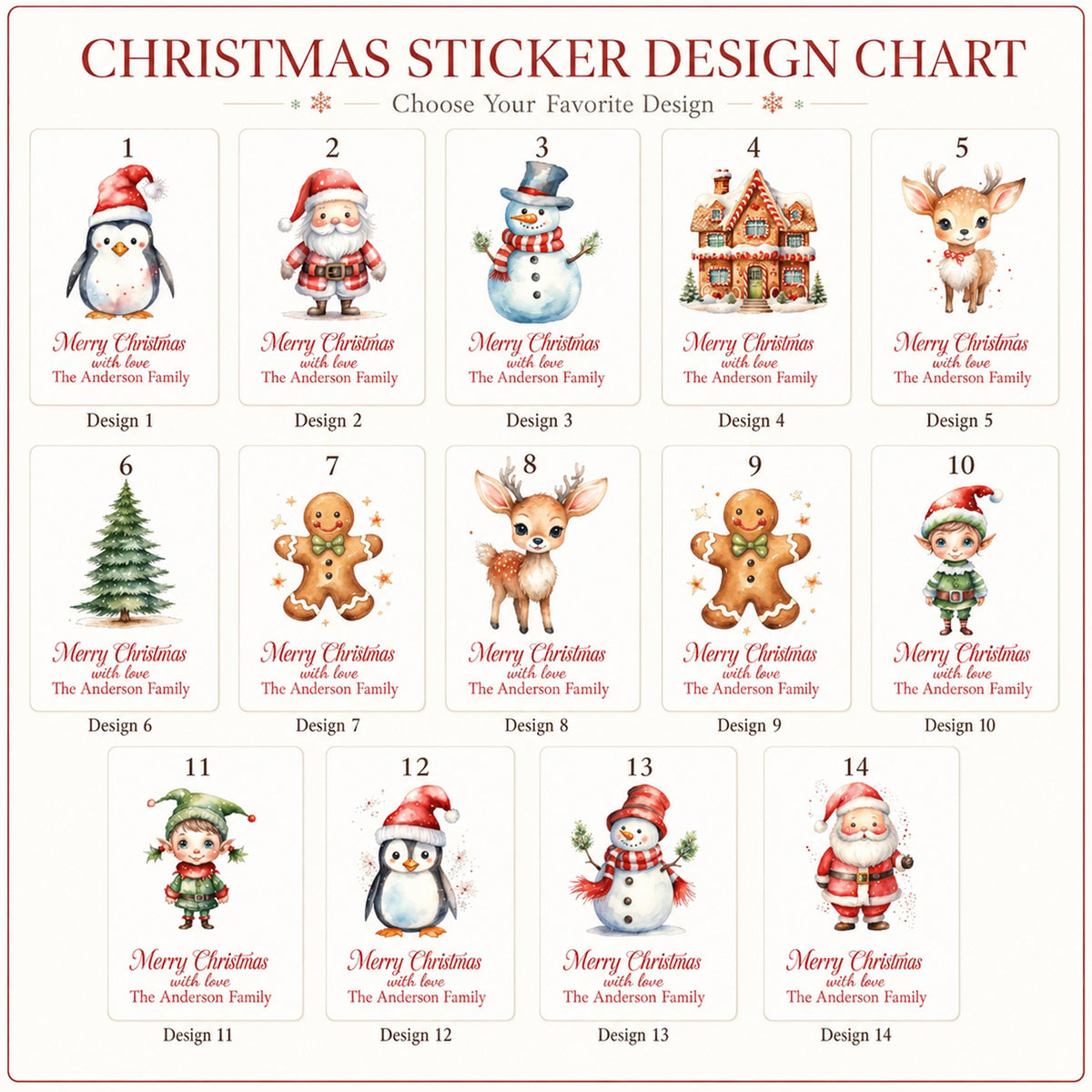 Personalized Christmas Favor Stickers, Holiday Labels, Merry Xmas Party Decals