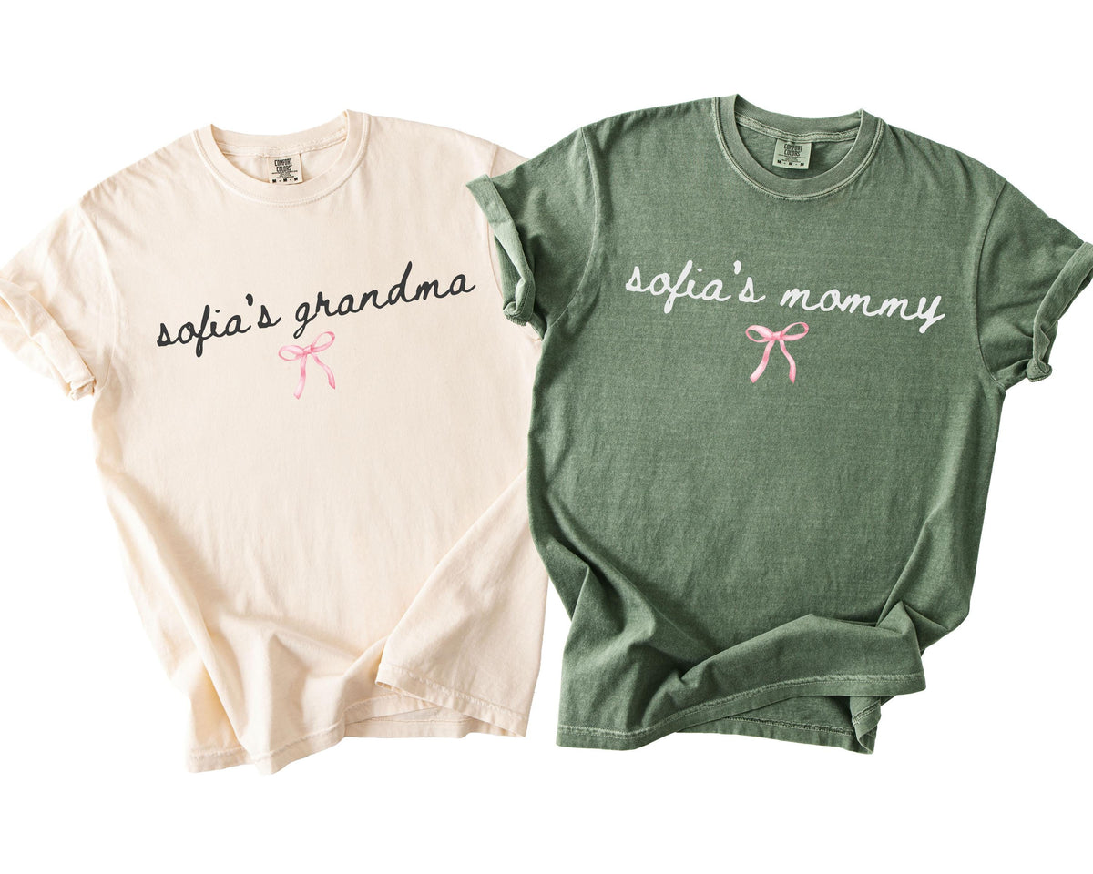 Comfort Colors® Custom Mom Shirt, Personalized Grandma Tee, Coquette Bow Mother's Day Gift