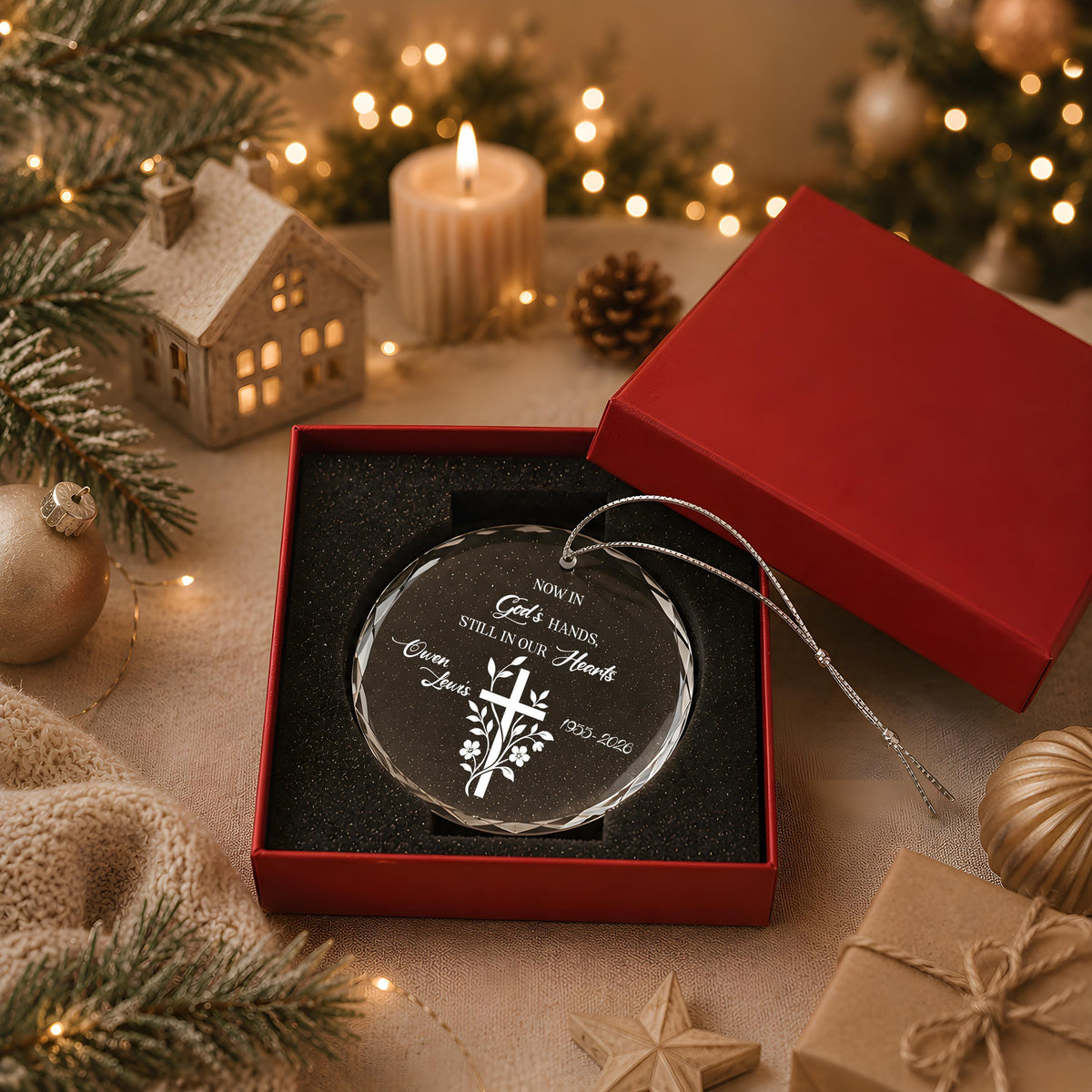 Now In God's Hands Still In Our Hearts Memorial Ornament