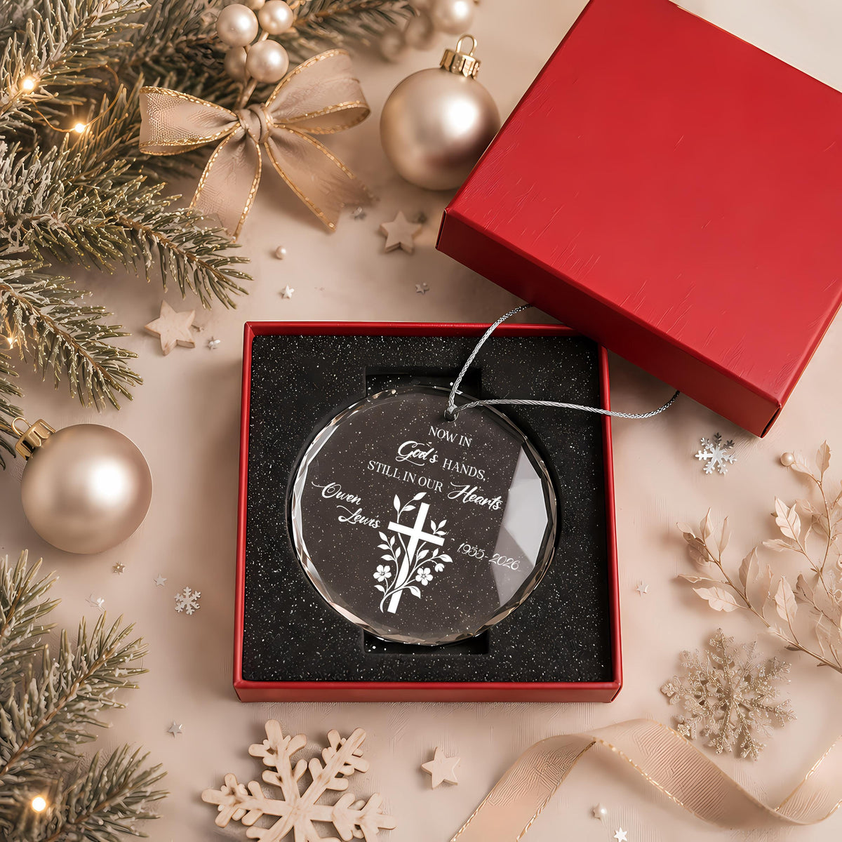 Now In God's Hands Still In Our Hearts Memorial Ornament