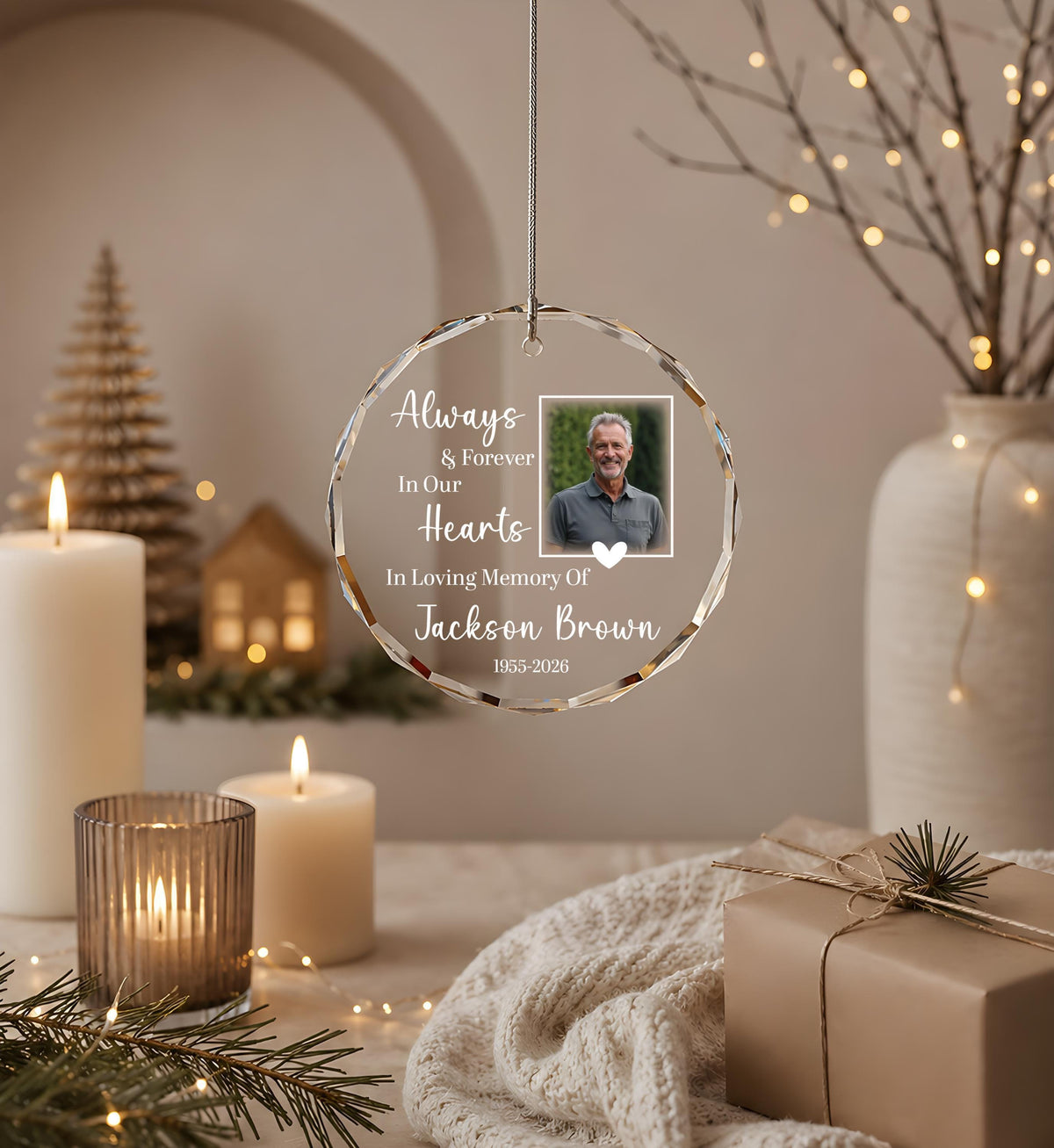 Custom Photo Memorial Ornament, In Loving Memory Keepsake, Personalized Remembrance Gift
