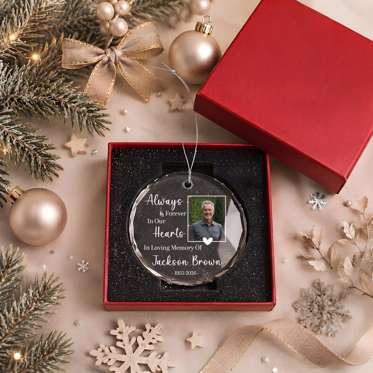 Custom Photo Memorial Ornament, In Loving Memory Keepsake, Personalized Remembrance Gift