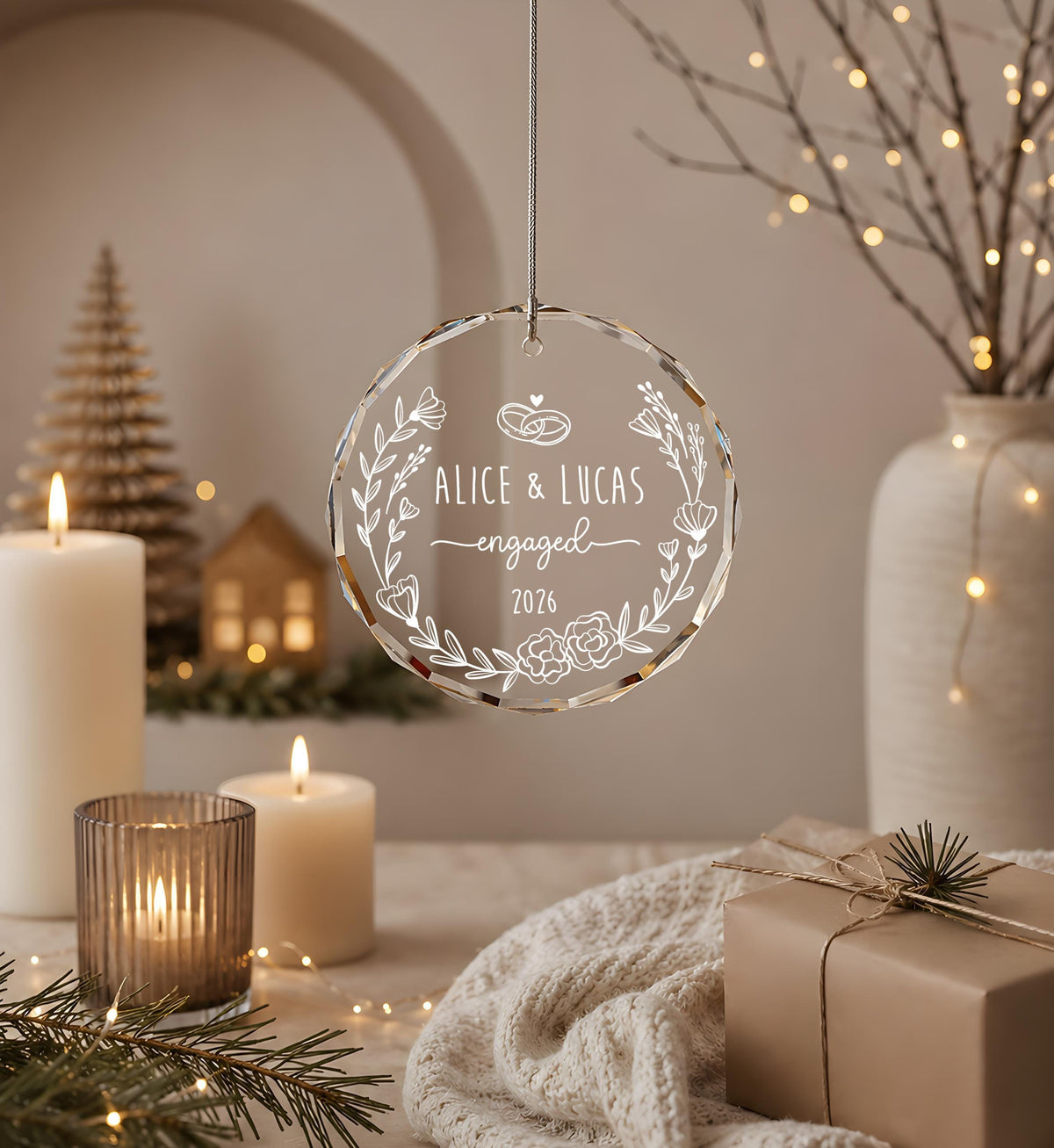Personalized Engagement Ornament, Newly Engaged Keepsake