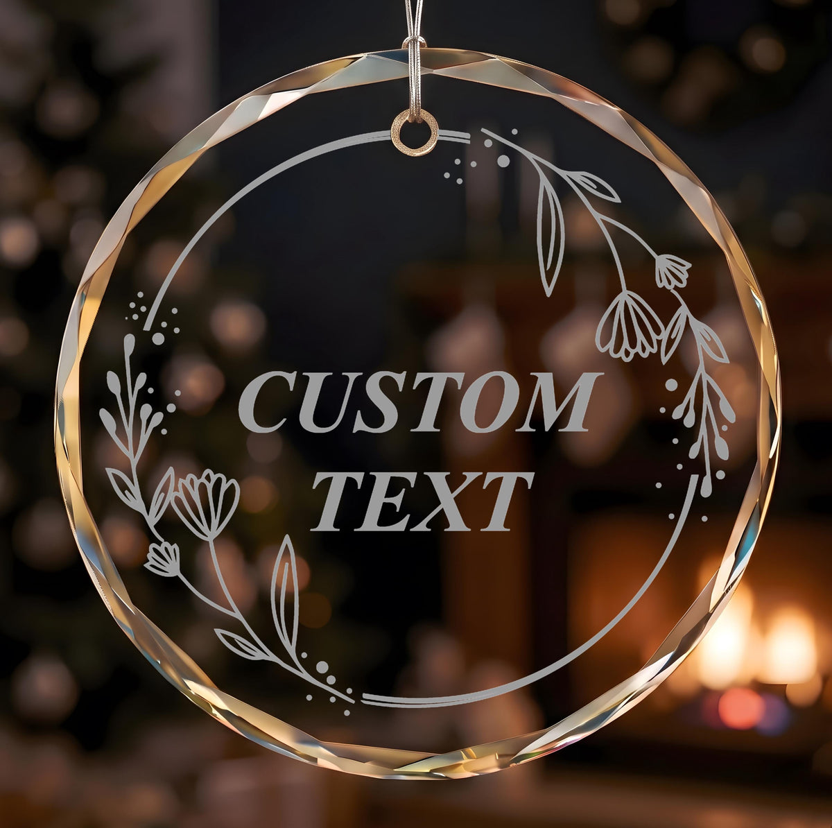 Personalized Custom Text Ornament, Custom Quote Keepsake, Floral Wreath Wedding Keepsake