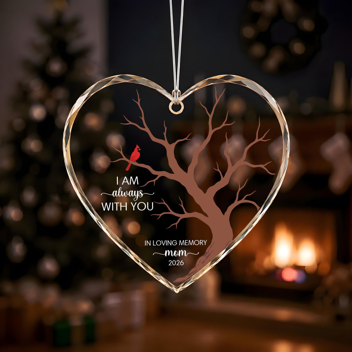 Cardinal Memorial Ornament, Loss of Loved One Remembrance Gift, In Loving Memory Heart Keepsake