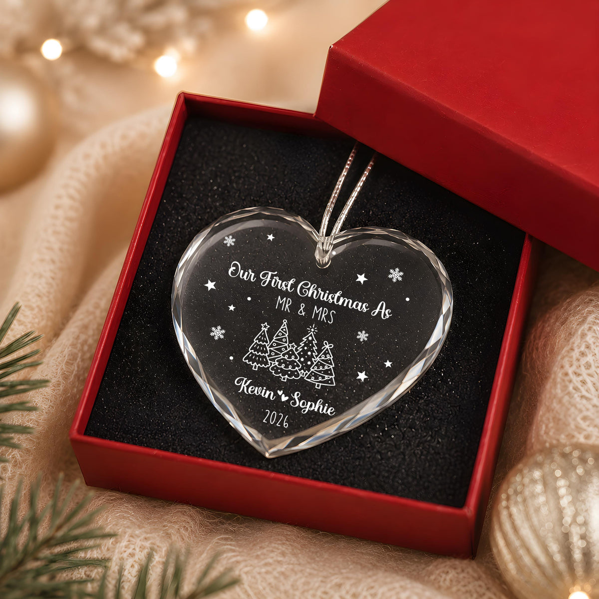 Our First Christmas As Mr and Mrs Ornament, Custom Couple First Christmas Married Keepsake