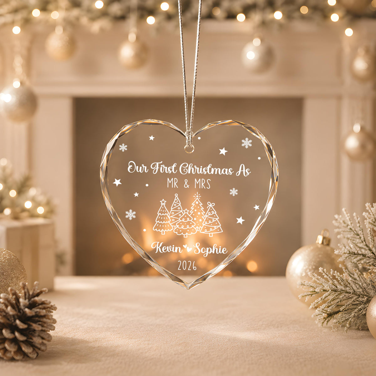 Our First Christmas As Mr and Mrs Ornament, Custom Couple First Christmas Married Keepsake
