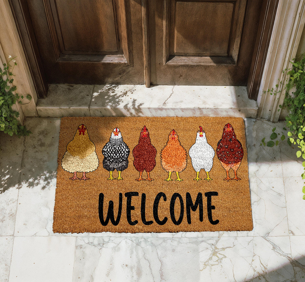 Chicken Welcome Mat, Funny Farmhouse Doormat, Farm Animal Decor, Chicken Lover Front Porch Mat