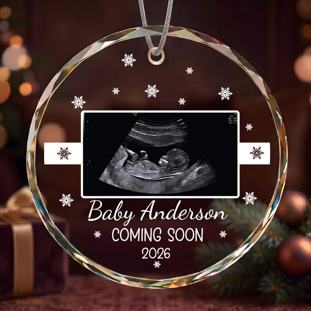 Custom Baby Ultrasound Picture Christmas Ornament, Baby Coming Soon Photo Keepsake