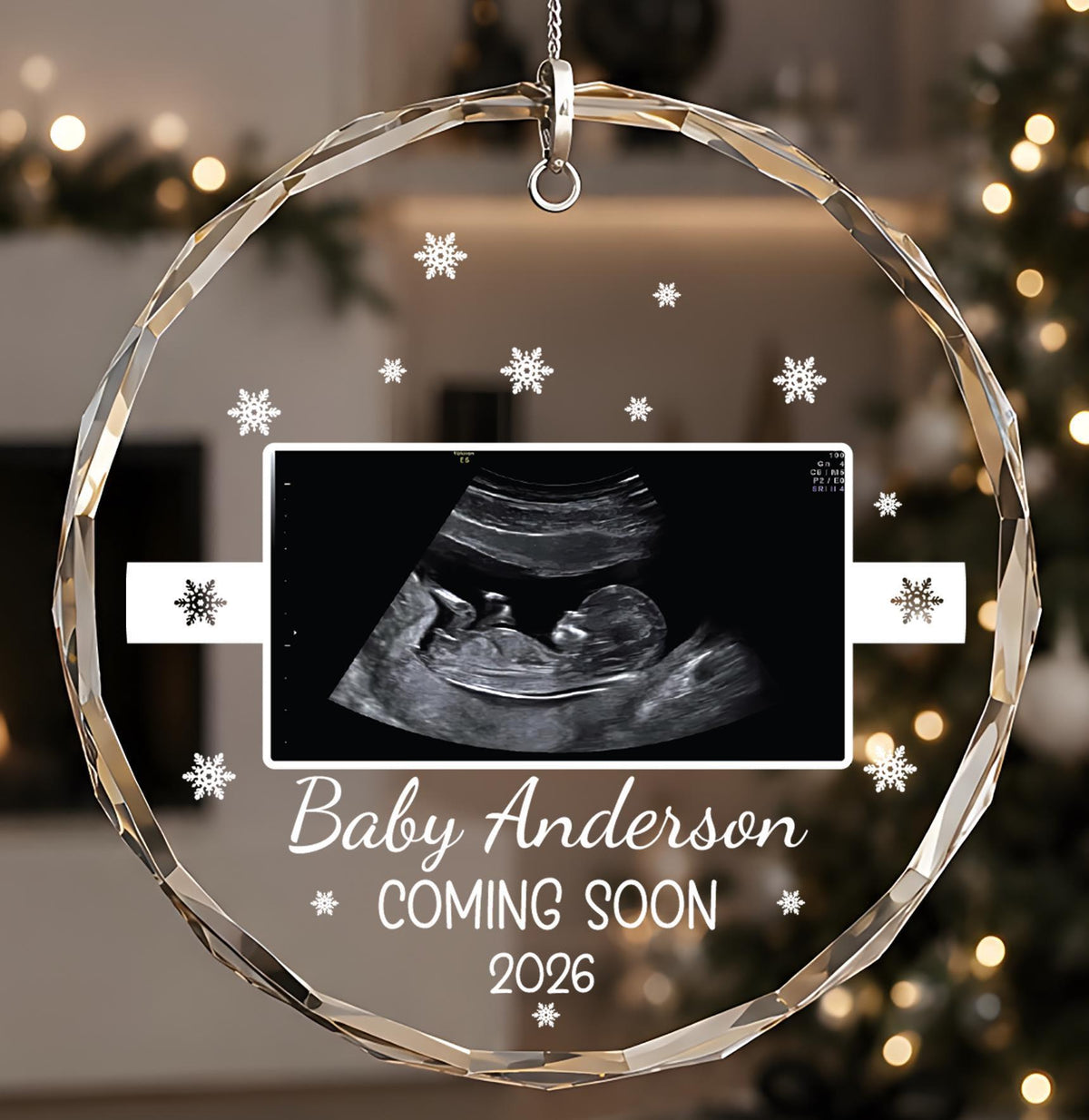 Custom Baby Ultrasound Picture Christmas Ornament, Baby Coming Soon Photo Keepsake