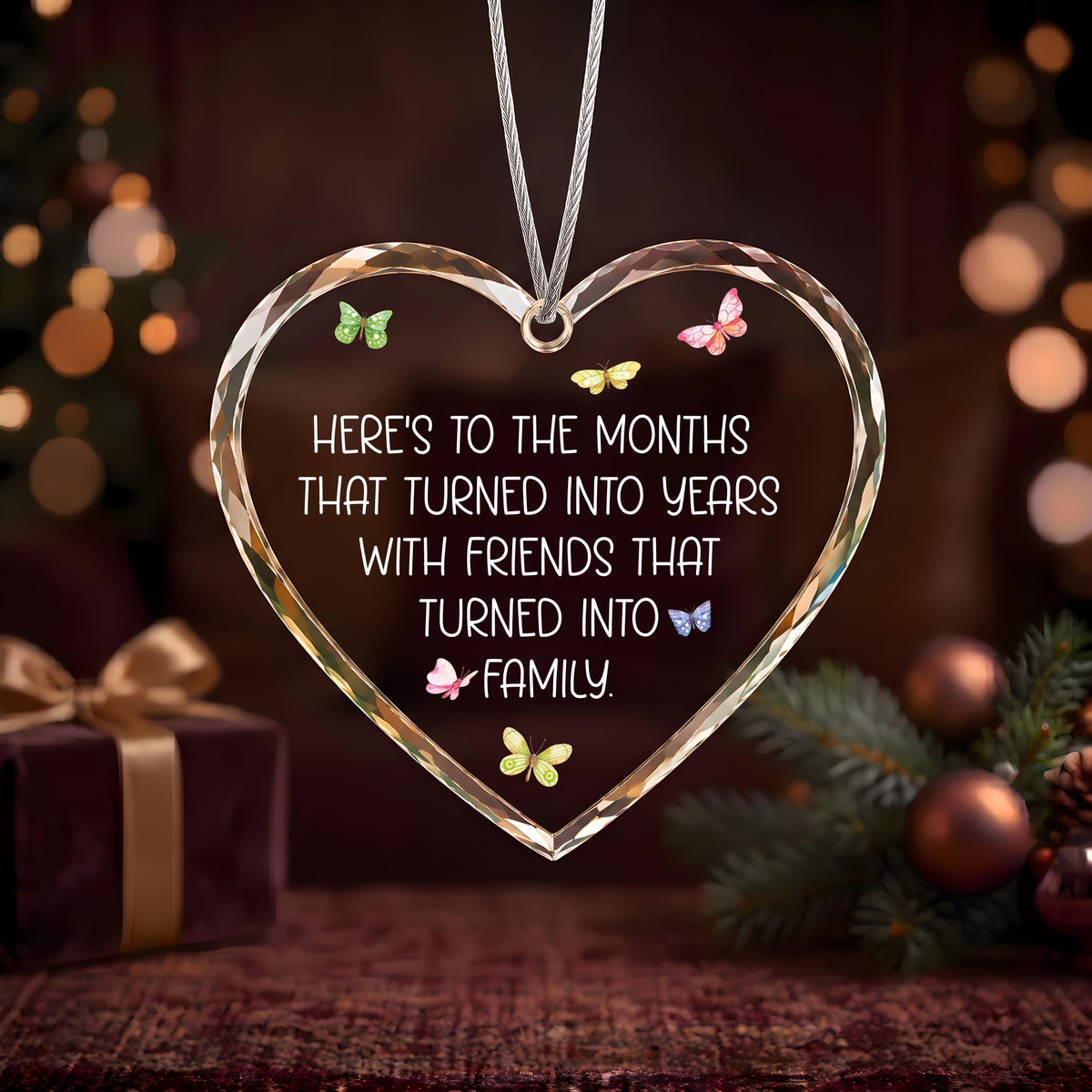 Friends That Turned Into Family Crystal Glass Ornament
