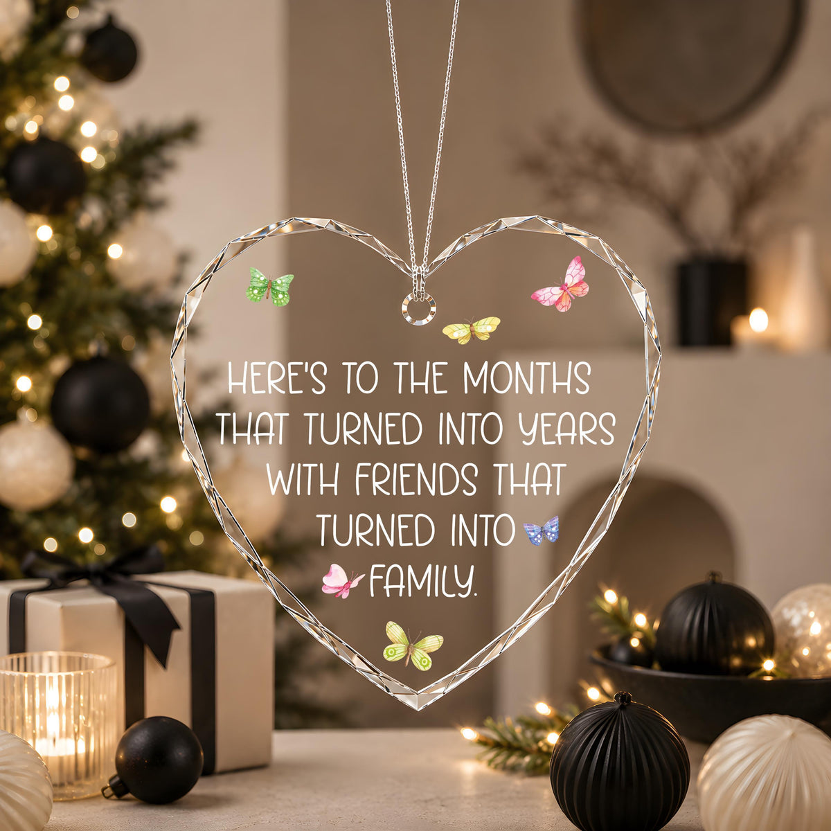 Friends That Turned Into Family Crystal Glass Ornament