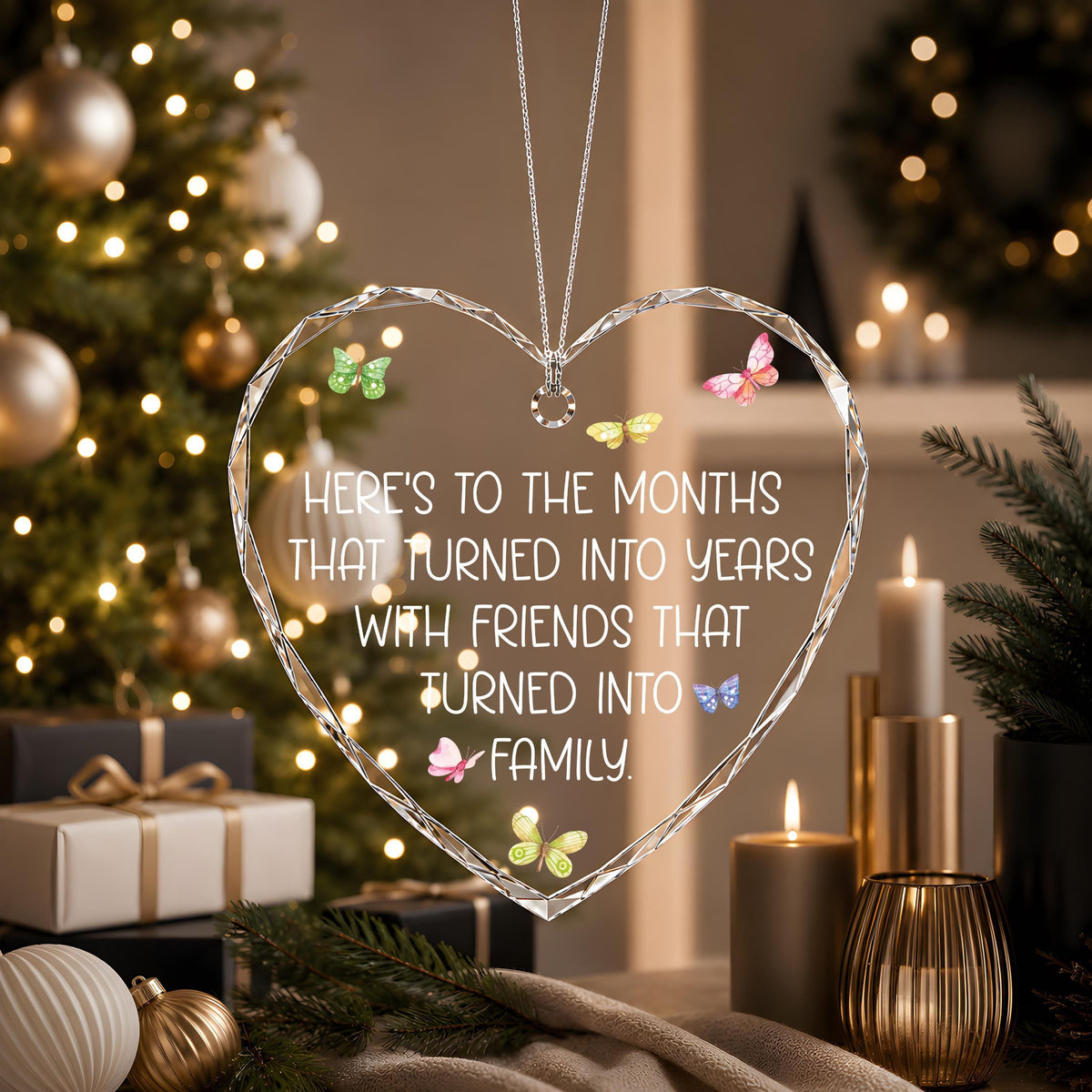 Friends That Turned Into Family Crystal Glass Ornament
