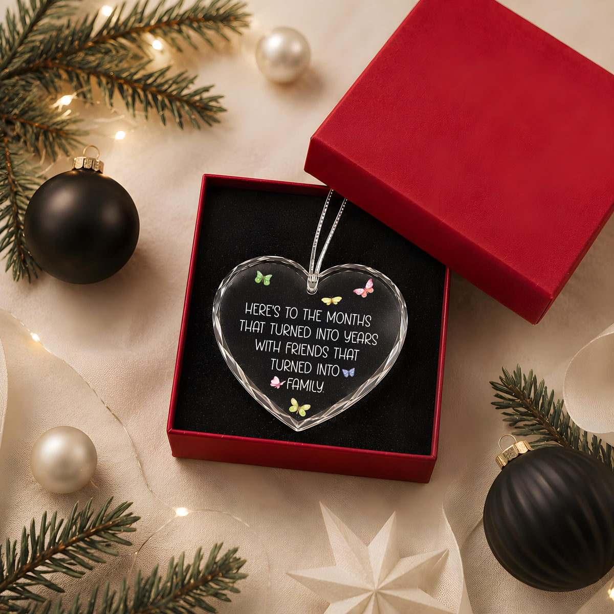 Friends That Turned Into Family Crystal Glass Ornament