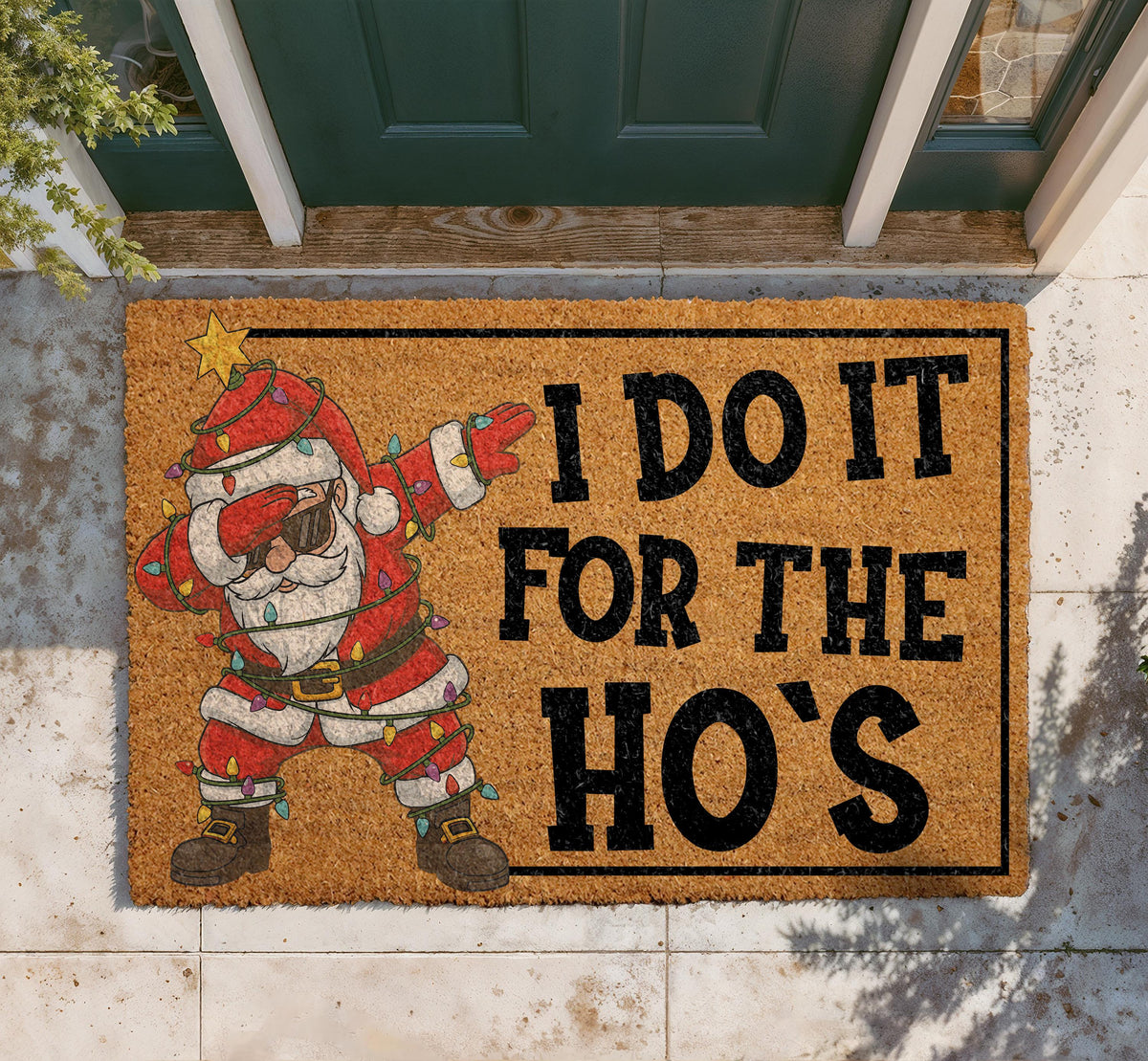 Funny Santa Claus Doormat, Christmas Welcome Mat, Front Porch Decor