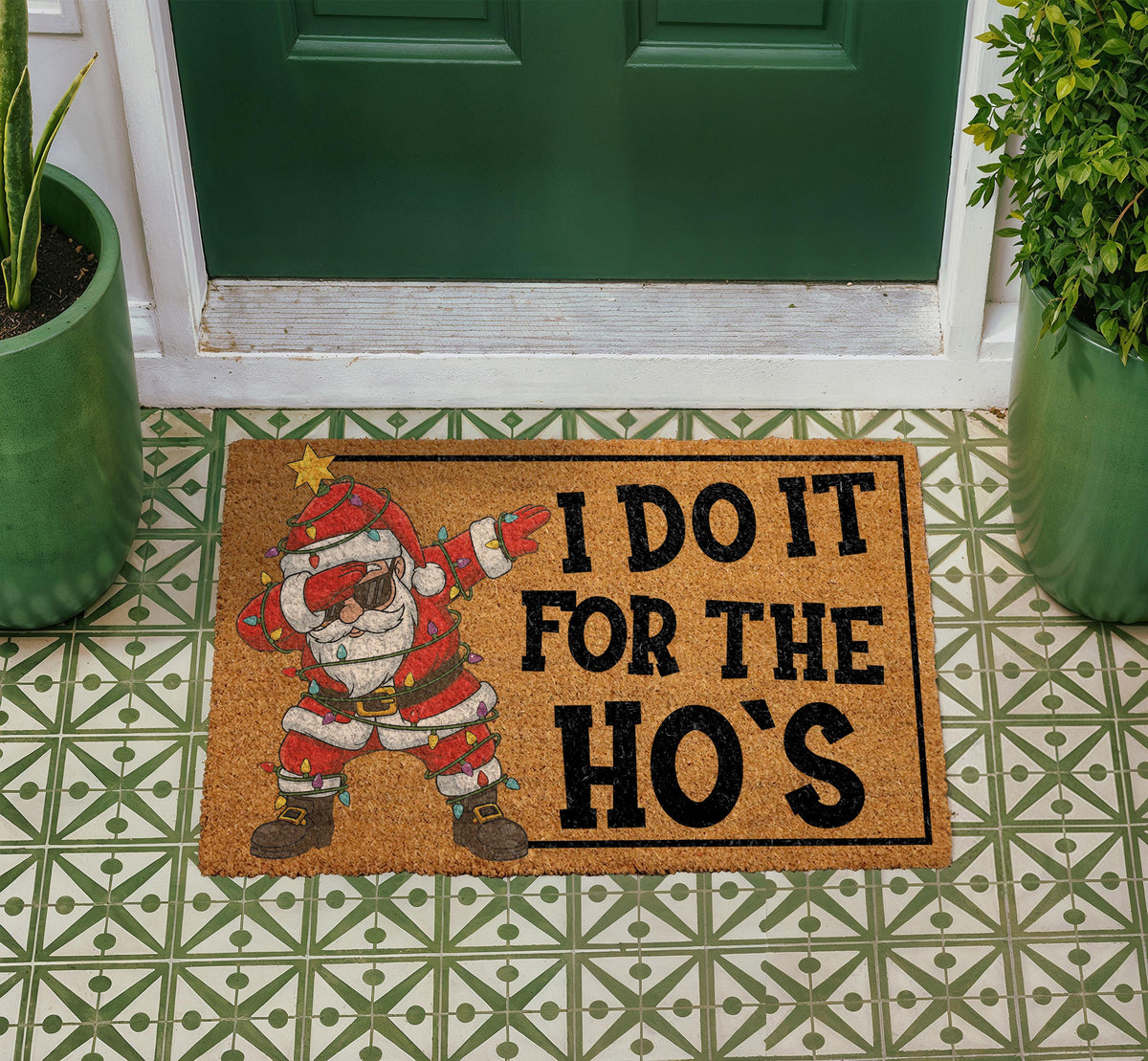 Funny Santa Claus Doormat, Christmas Welcome Mat, Front Porch Decor