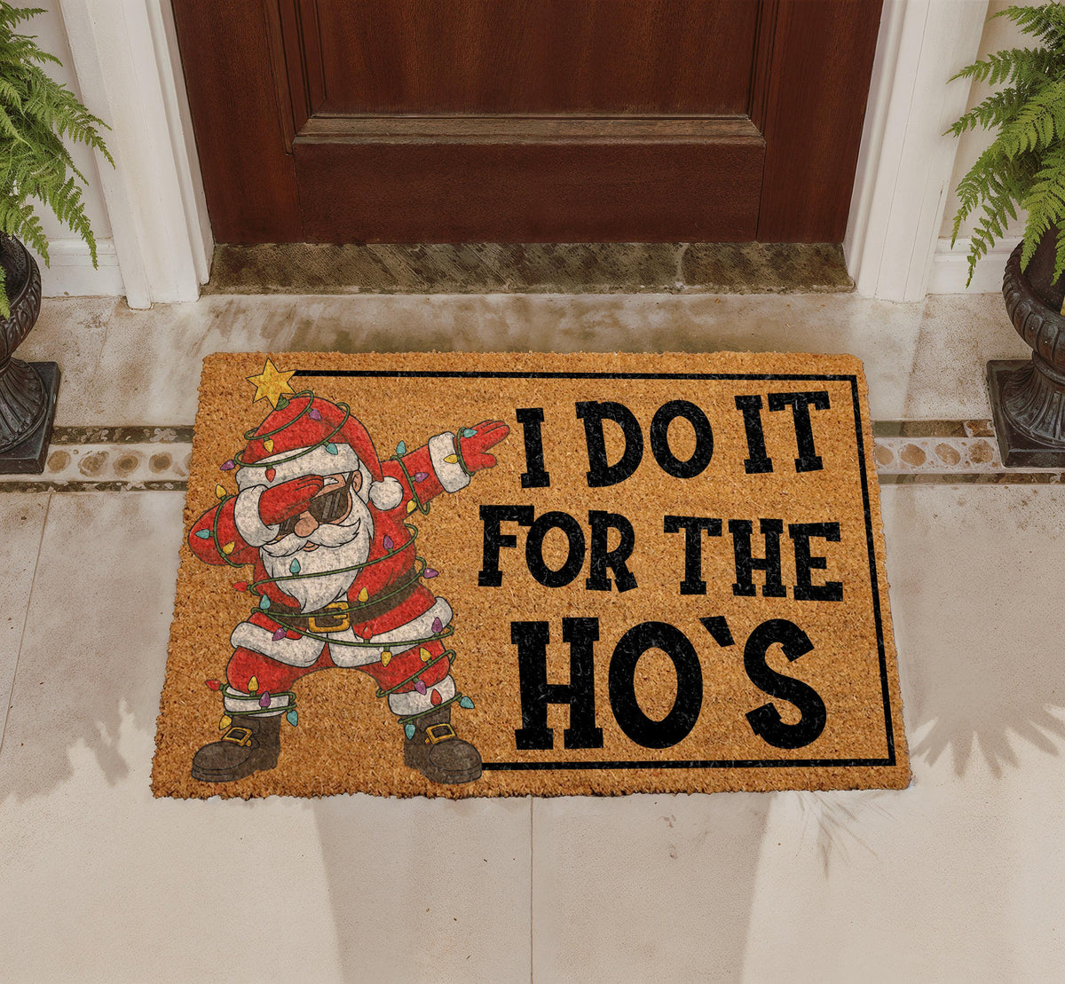 Funny Santa Claus Doormat, Christmas Welcome Mat, Front Porch Decor