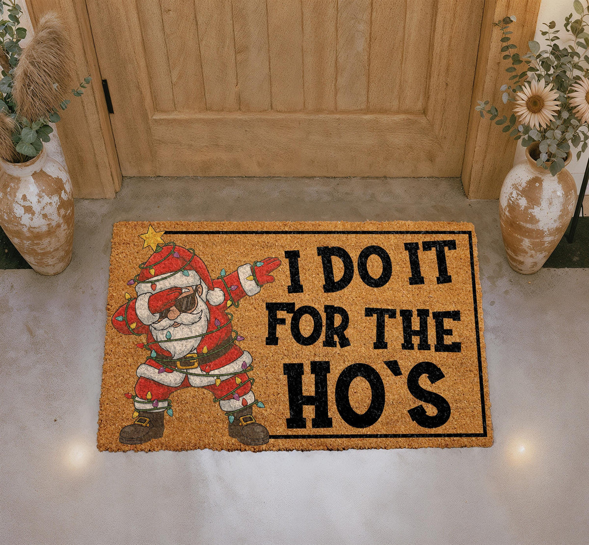 Funny Santa Claus Doormat, Christmas Welcome Mat, Front Porch Decor