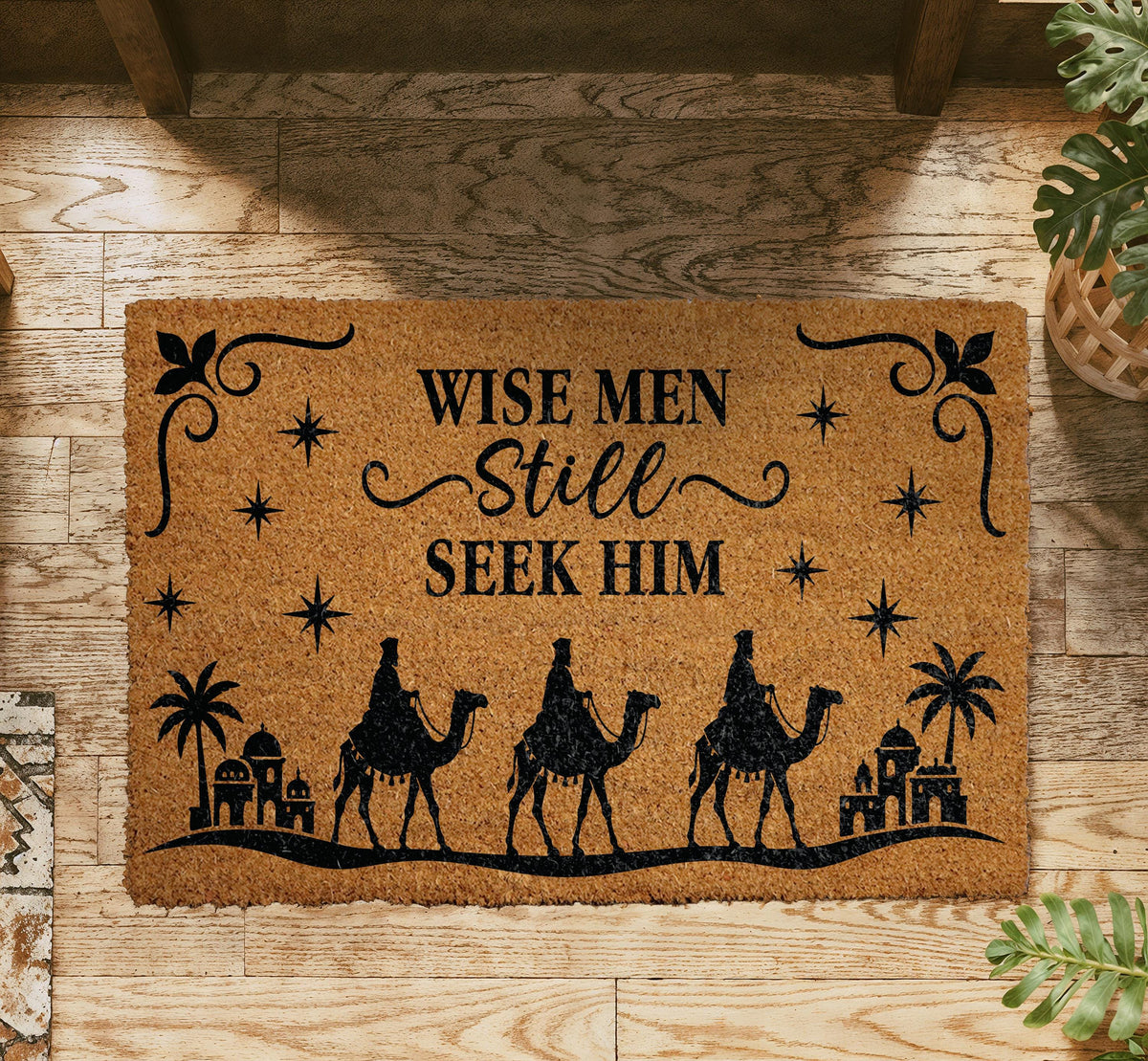 Wise Men Still Seek Him Welcome Mat, Christian Christmas Doormat, Religious Holiday Porch Decor